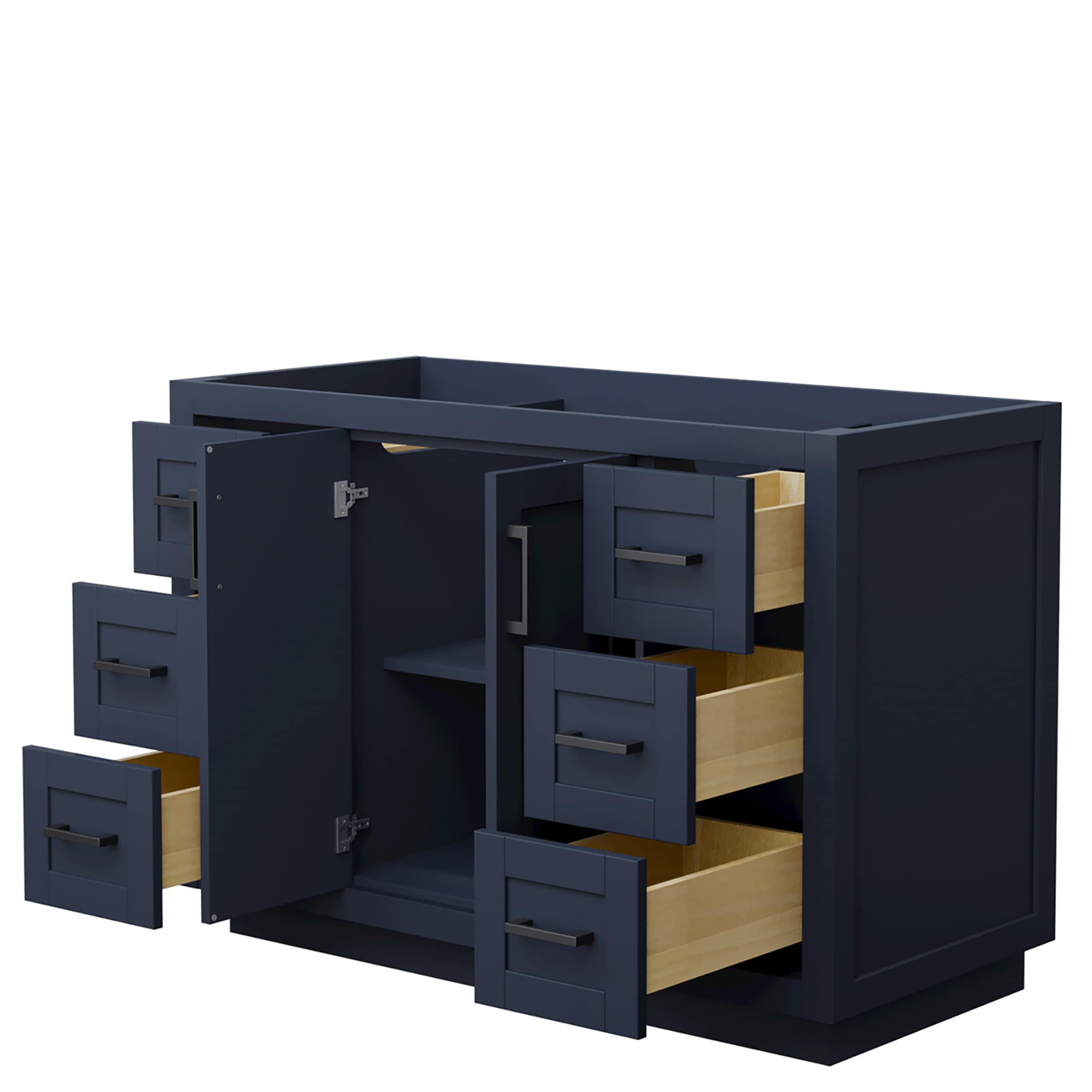 Miranda 48-Inch Dark Blue Matte Black Trim Freestanding Bathroom Vanity
