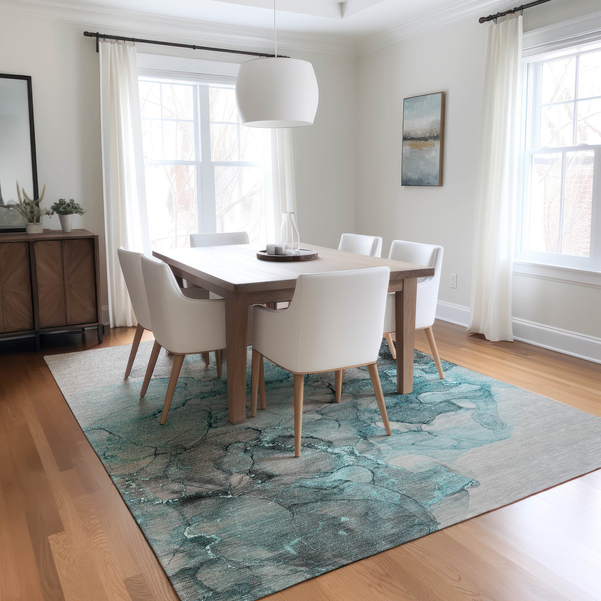 Chantille ACN520 Teal 2 ft. 6 in. x 3 ft. 10 in. Machine Washable Indoor/Outdoor Geometric Area Rug