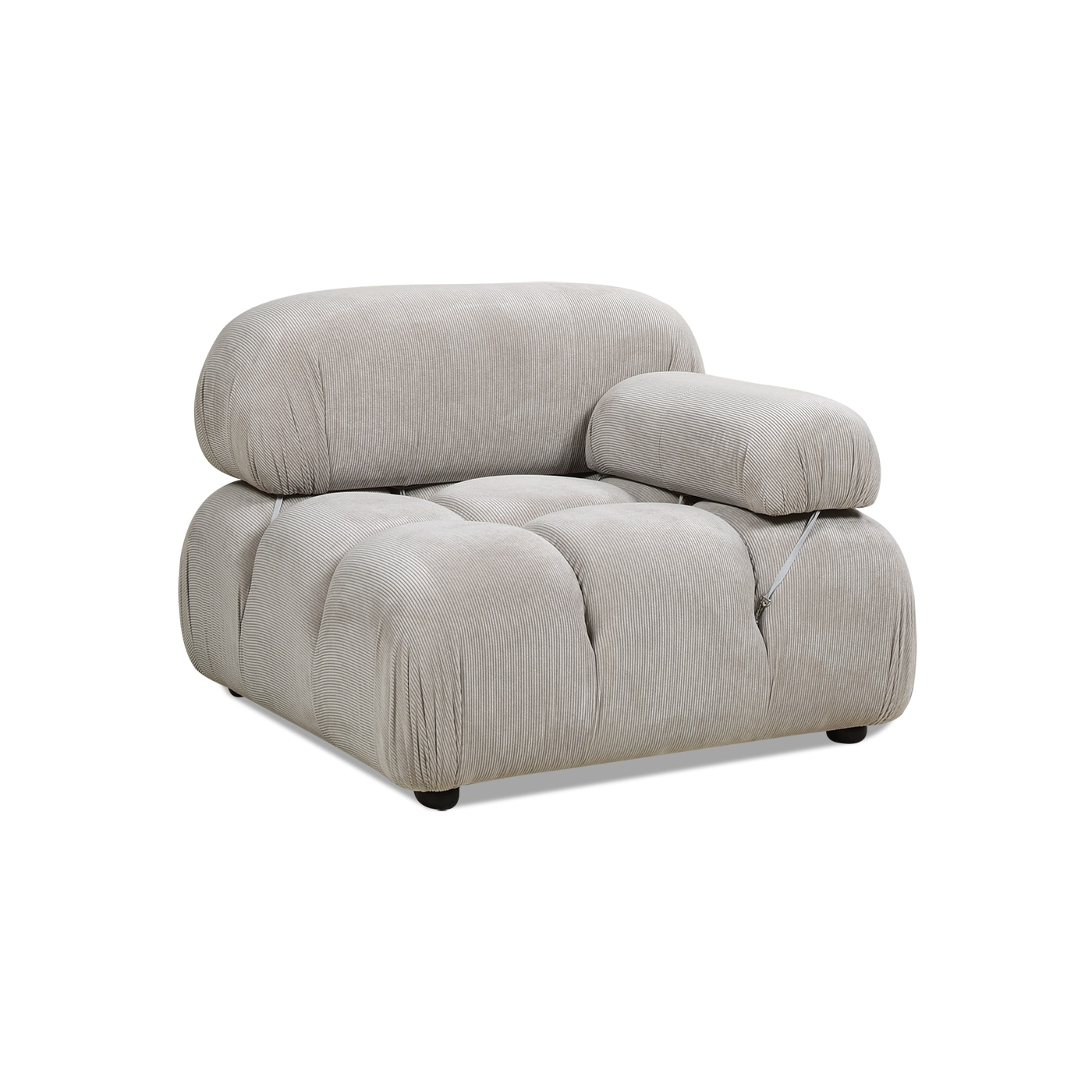 Pebble Gray Corduroy 36" Modular Accent Chair with Wood Frame