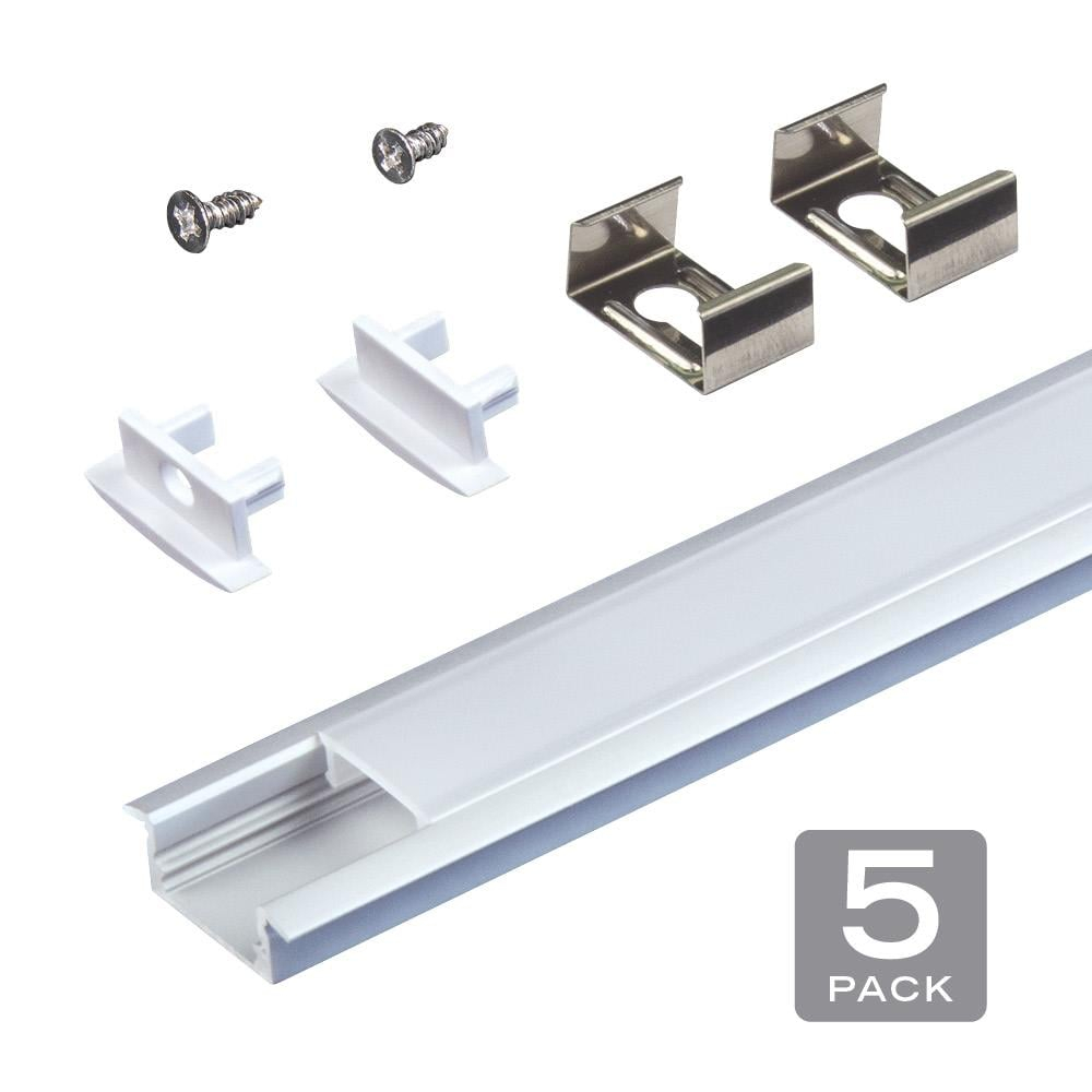 Silver Recess Mount LED Tape Light Channel with Frosted Cover