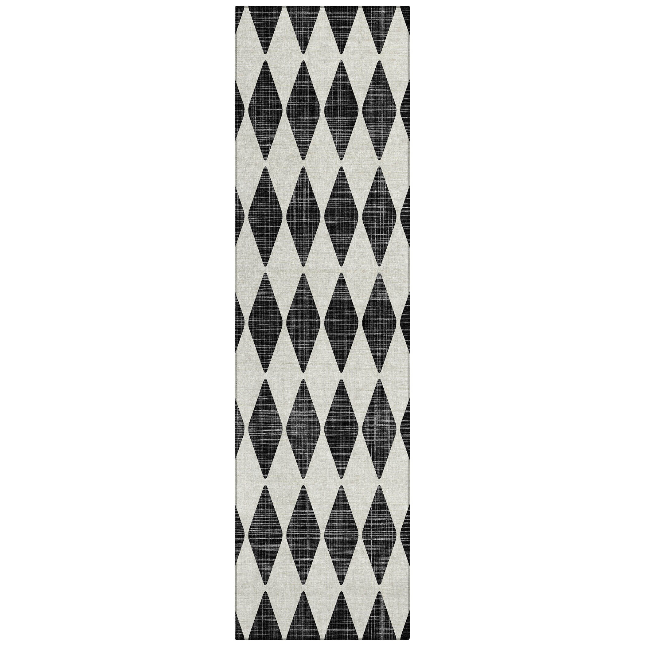 Addison Rugs Machine Washable Indoor/ Outdoor Chantille Argyle Rug Black - 2'3" x 7'6"