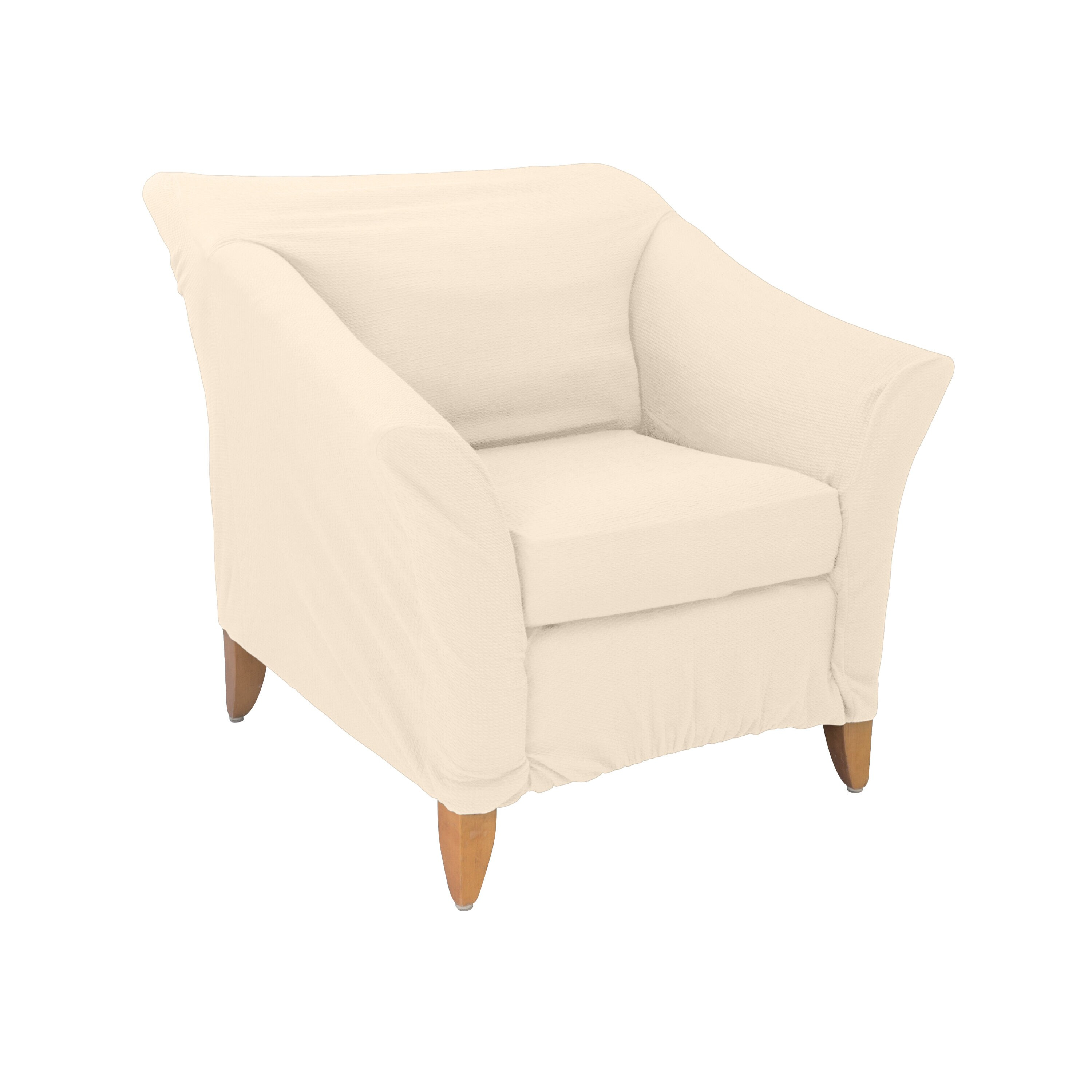 Home Details Waffle Design Chair/Recliner Stretch Fit Slipcover in Ivory