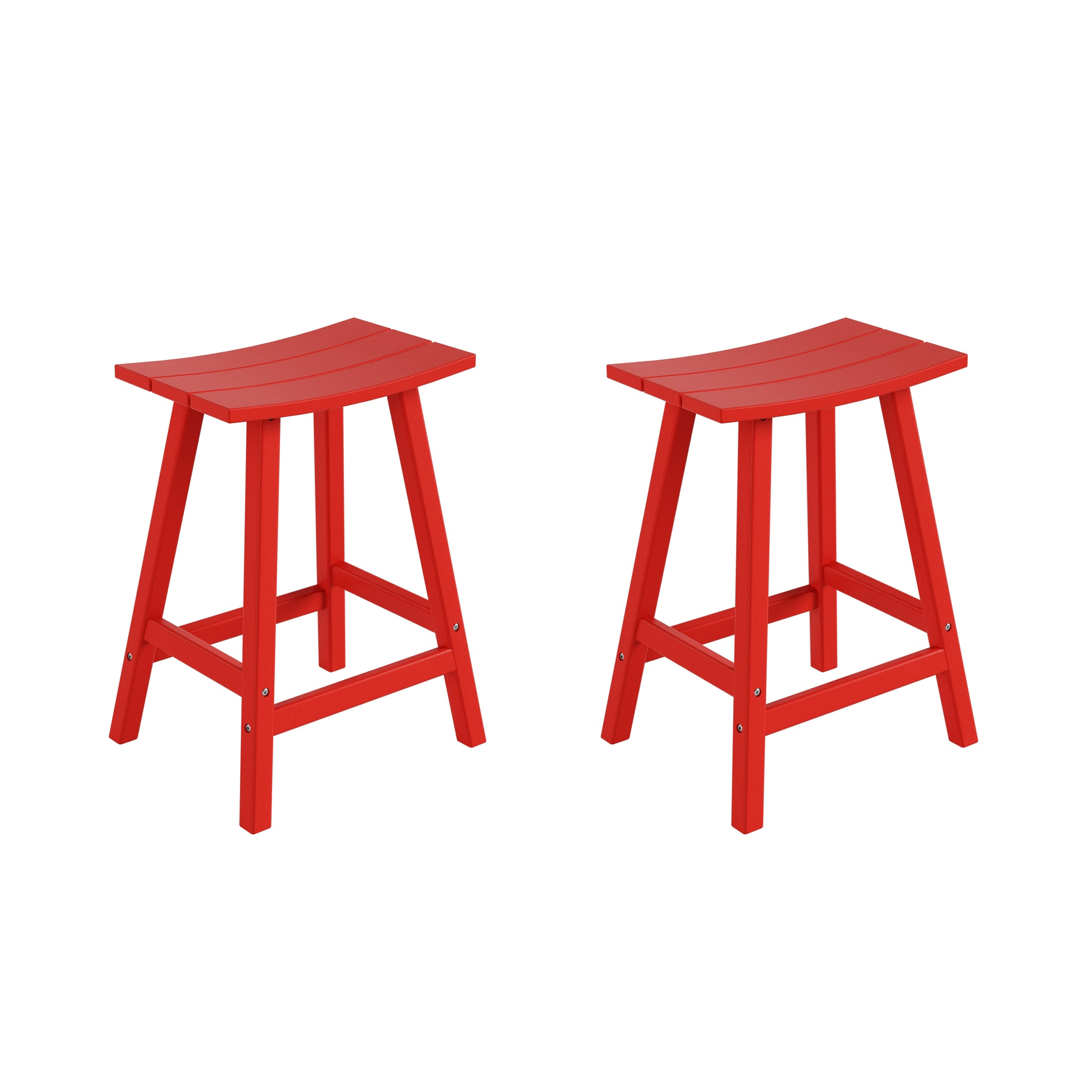 Polytrends  Laguna Hdpe All Weather Outdoor Patio 24" Saddle Seat Counter Stool (Set Of 2) Red
