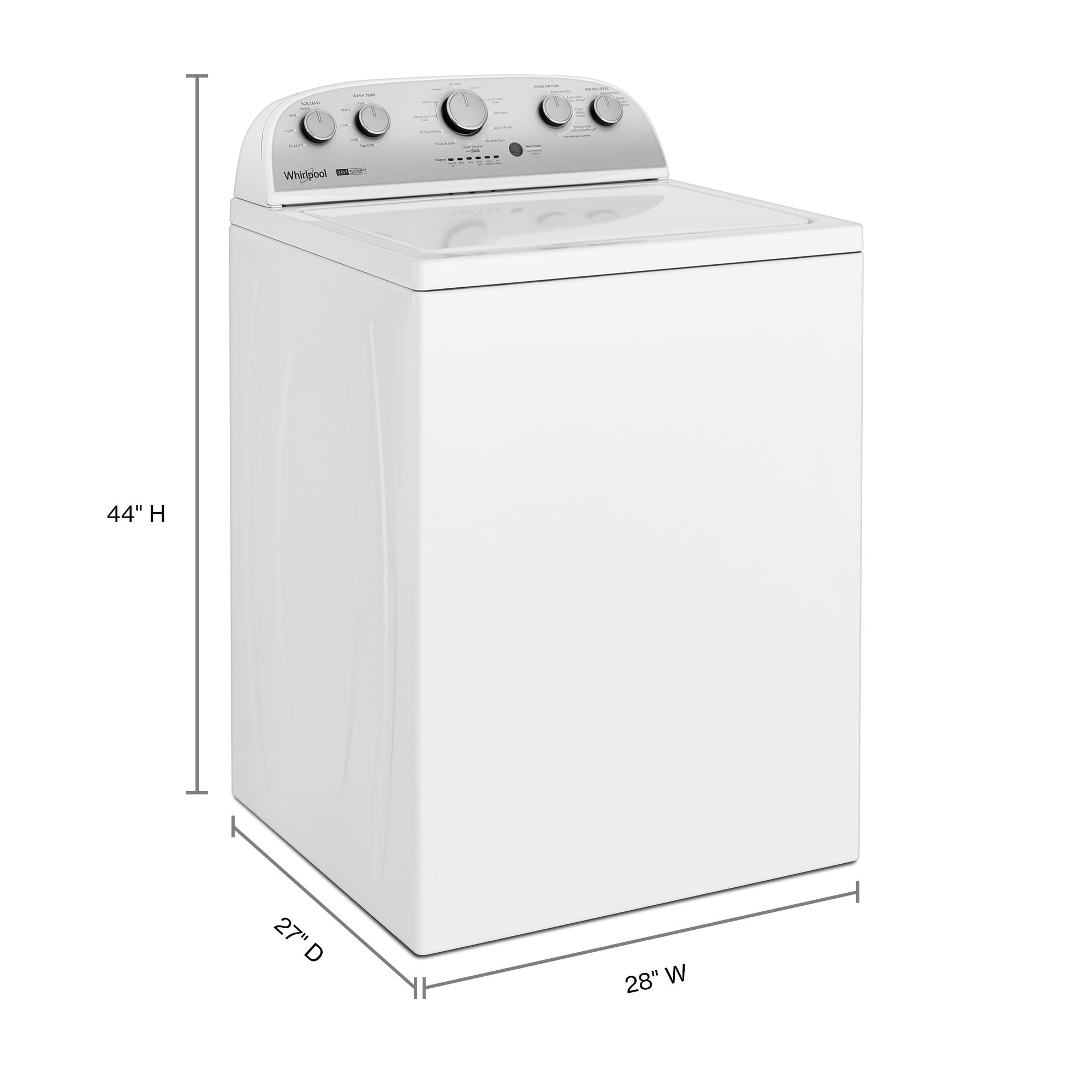 Whirlpool® Brand New WTW4957PW, 3.8-3.9 Cu. Ft. 2 in 1 Top Load Washer with Removable Agitator Capacity 3.8 Cu ft