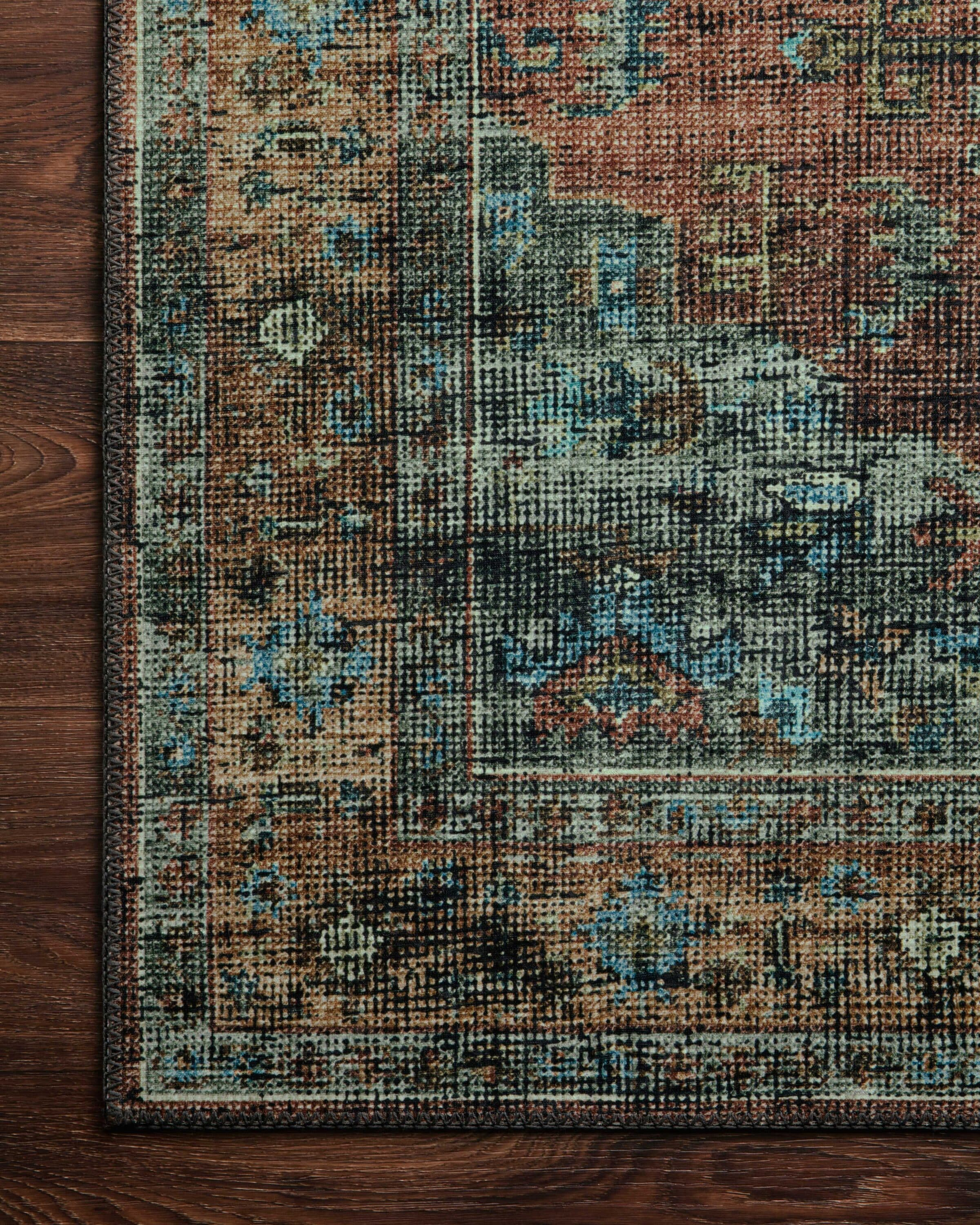 Skye Blue Terracotta 7' x 9' Oval Vintage-Inspired Area Rug