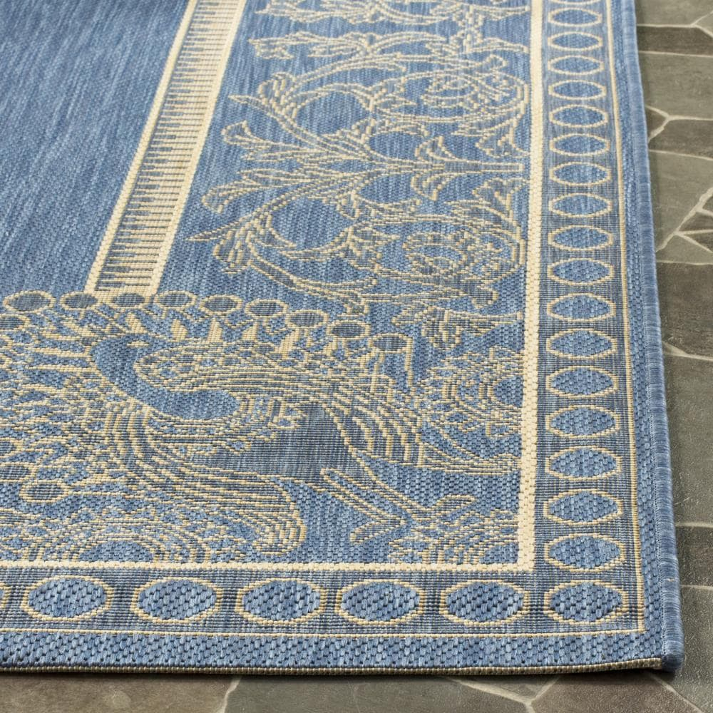 SAFAVIEH Courtyard Cooper Floral Indoor/Outdoor Area Rug, 9' x 12', Blue/Natural
