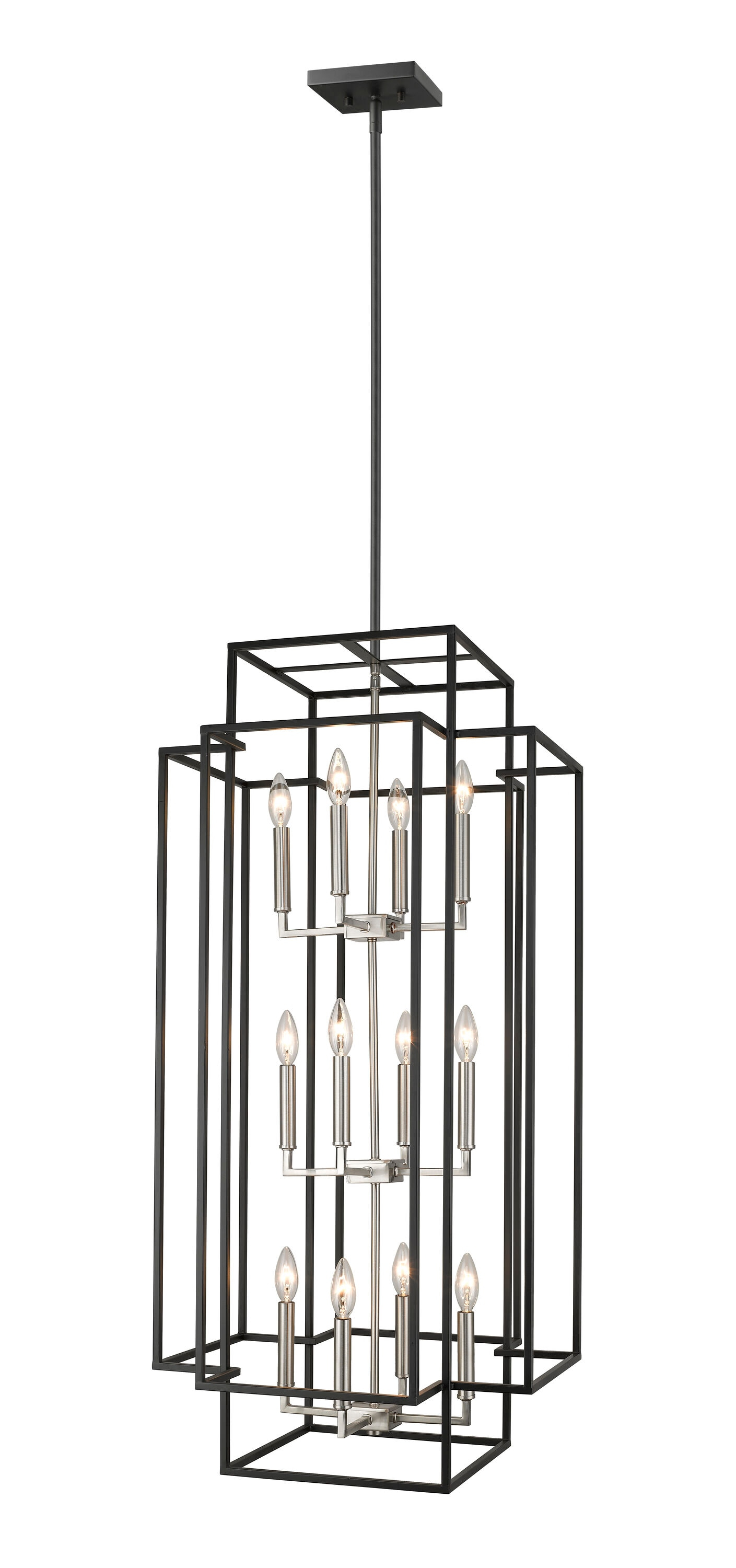 Z Lite 454-42BK-BN 42 x 20 in. 12 Light Pendant, Black & Brushed Nickel