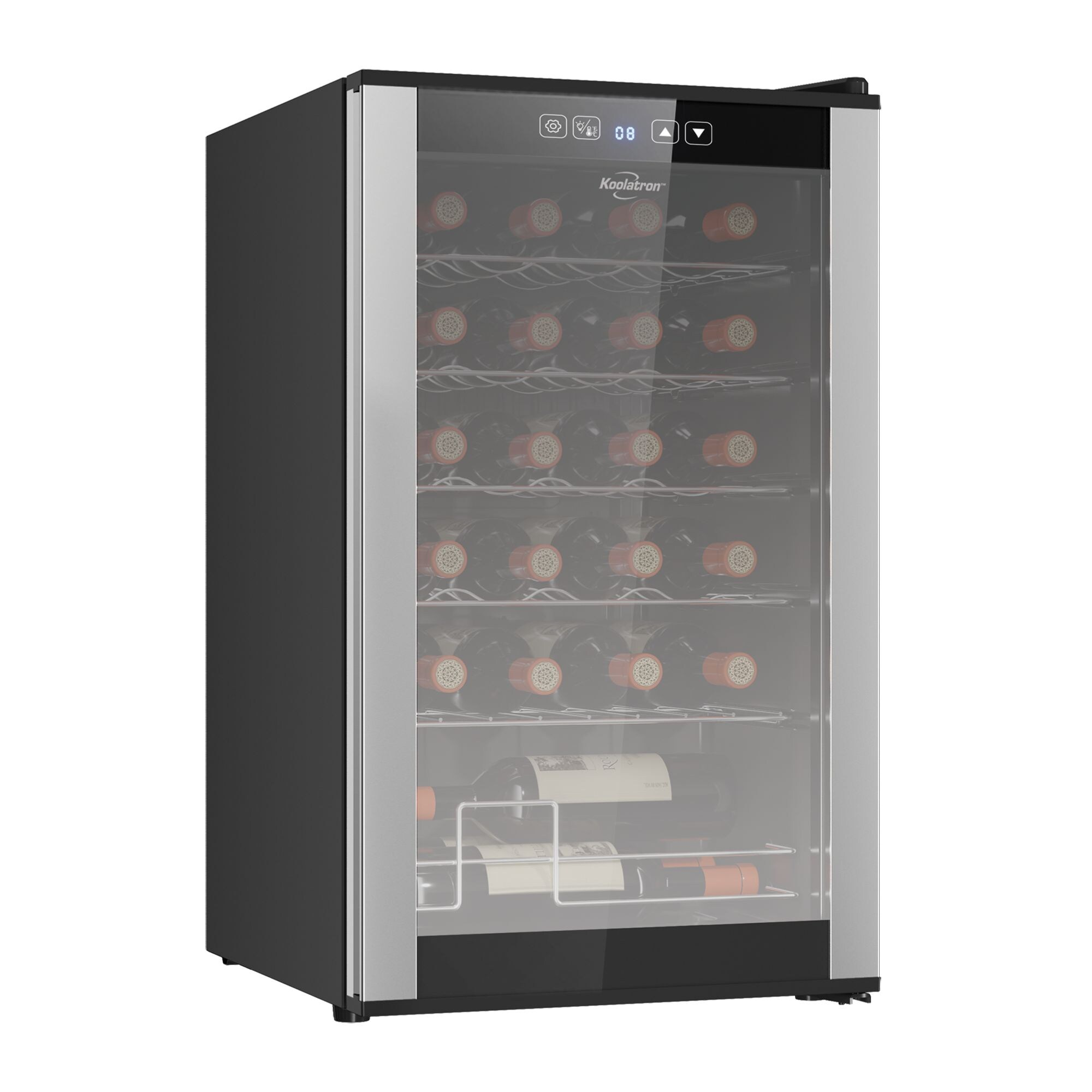 24 Bottle Dual Zone Wine Cooler, Black, 2.4 cu. ft. (68L) Freestanding Wine Fridge