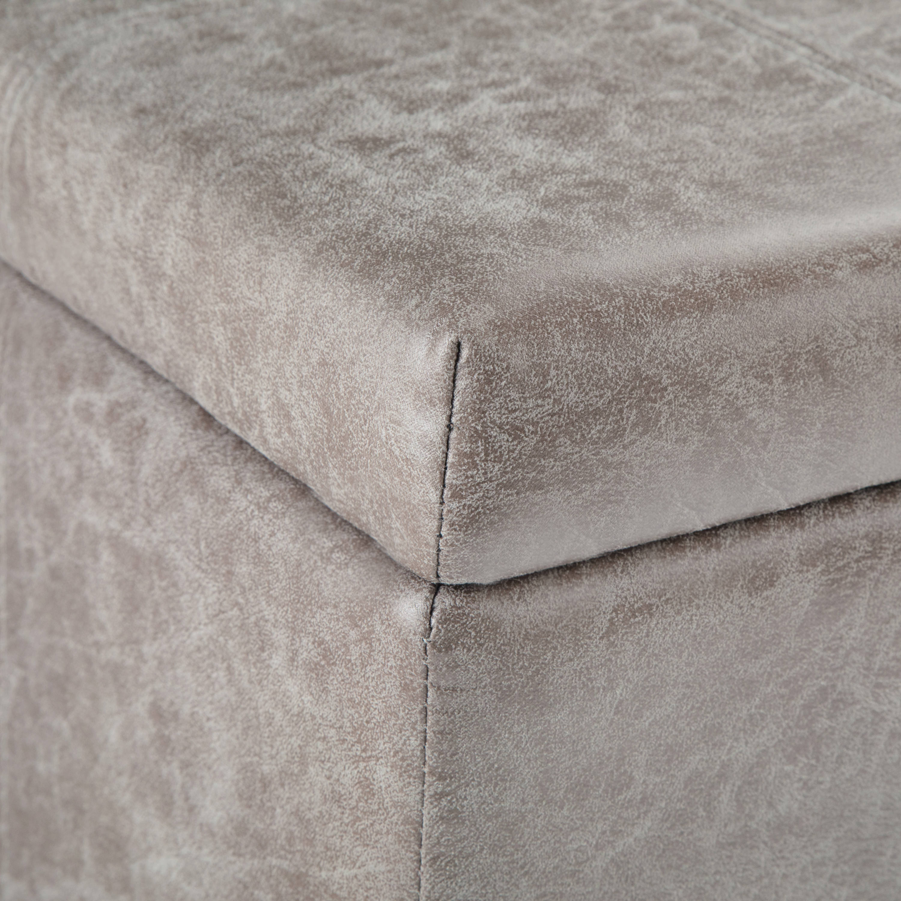 Dover 36 in. Wide Contemporary Rectangle Storage Ottoman Bench in Distressed Grey Taupe Vegan Faux Leather, Assembled
