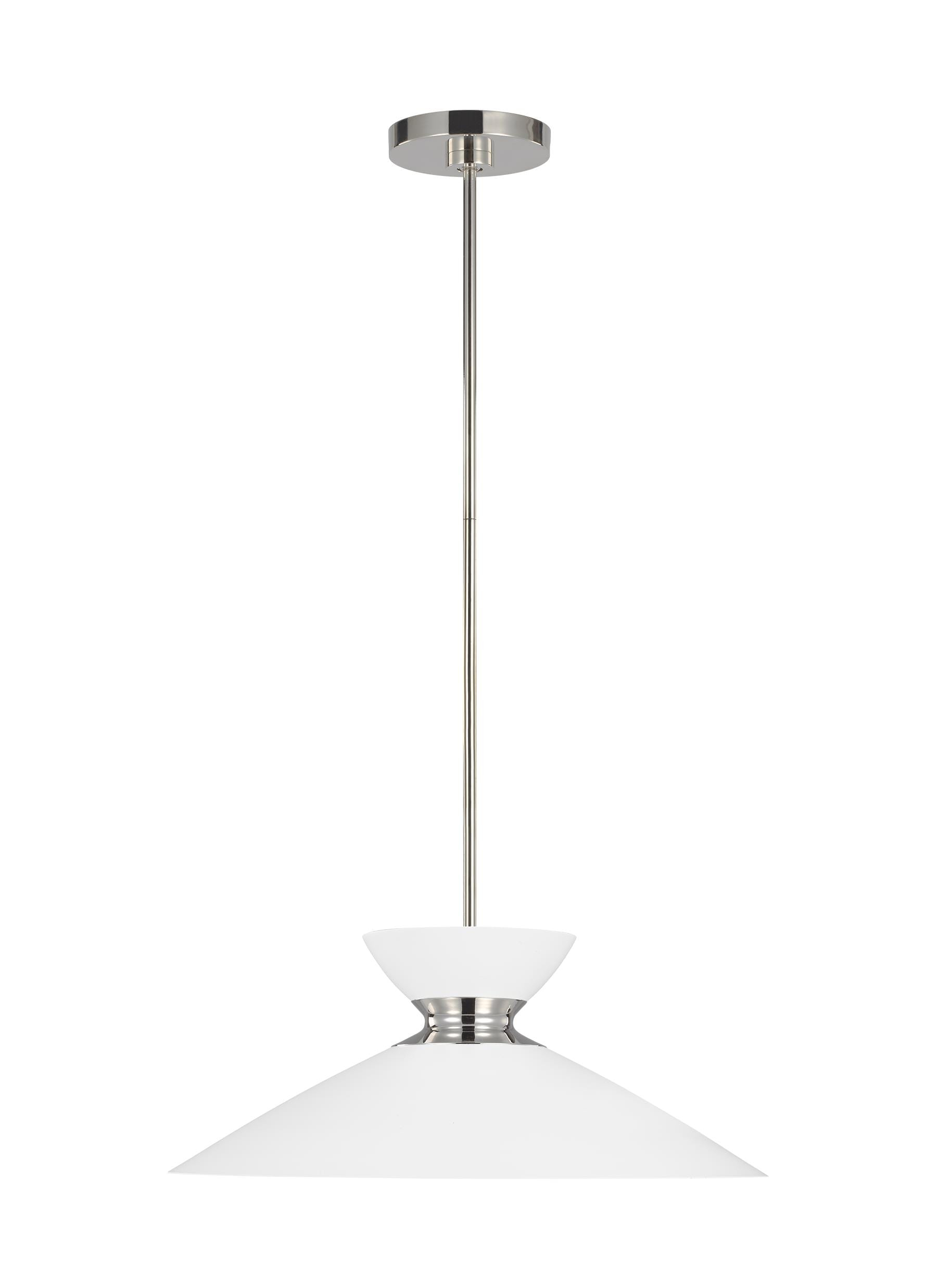 Heath Polished Nickel Indoor/Outdoor Pendant with Matte White Steel Shade