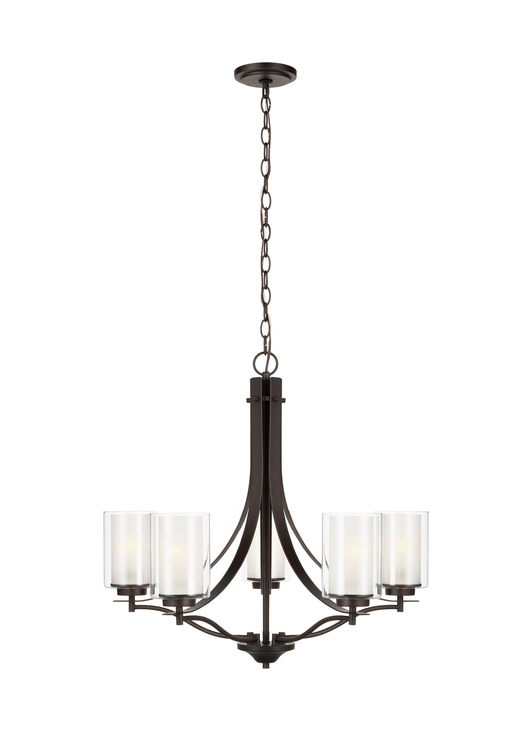 Elmwood Park 5-Light Bronze Chandelier with Satin Etched Glass