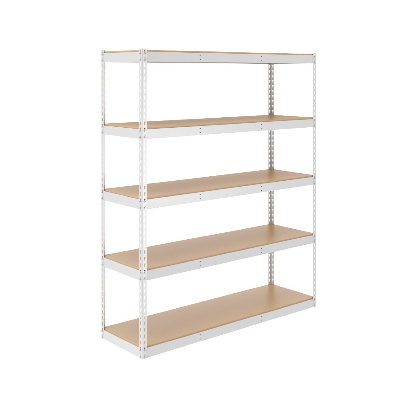 MonsterRax Modular Garage Shelving - 5 Tier Storage Shelves, Tall Metal Rack Shelves for Storage, Heavy Duty Steel Shelf Organizer for Garage, Or Kitchen Pantry (White, 18" x 60" x 72")