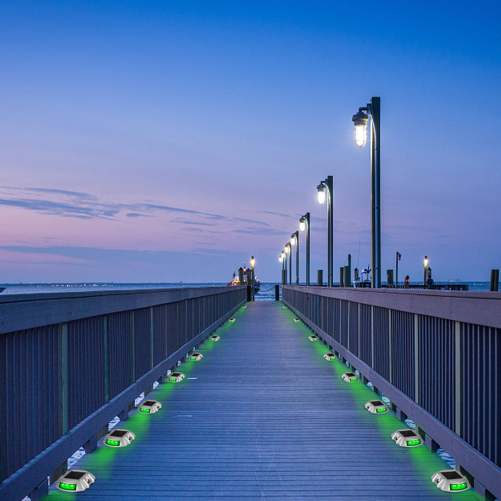 Happybuy Solar Driveway Lights - 8 Pack with Switch Button, Wireless Deck Lights - 6 LEDs for Path, Garden, Walkway & Sidewalk - Bright Green