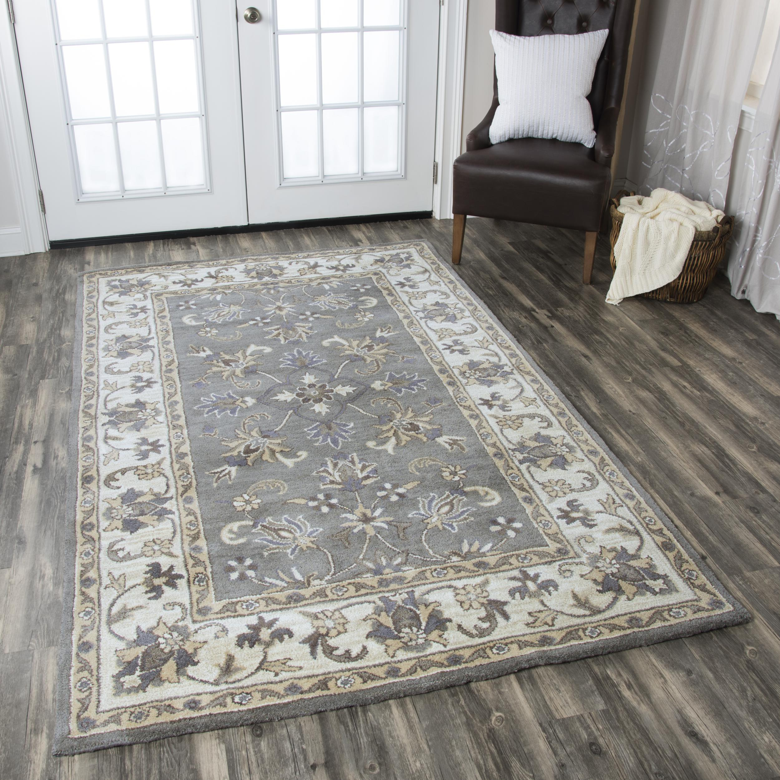 Alora Decor Liberty 8' x 10' Border Gray/Tan/Ivory Hand-Tufted Area Rug