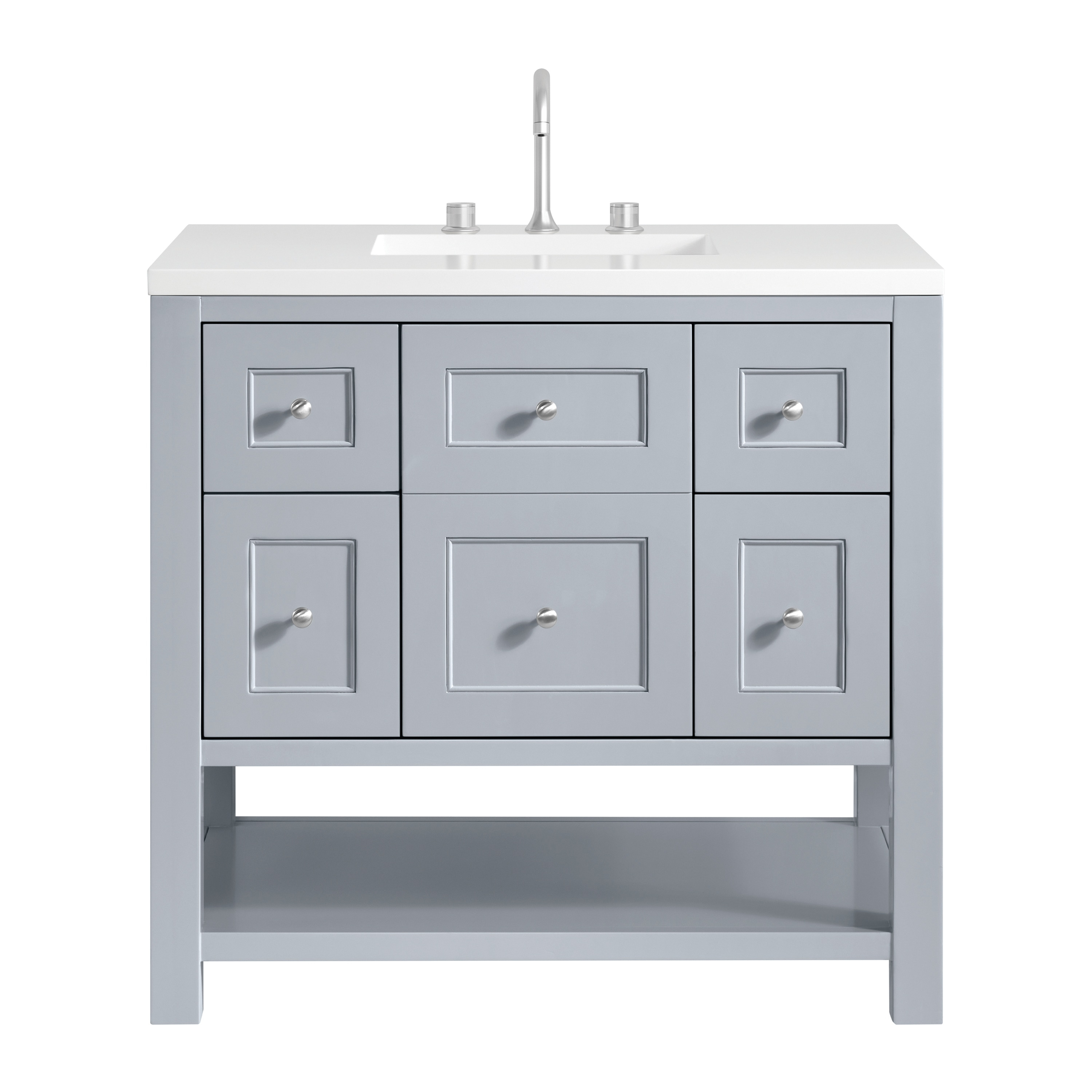 James Martin Vanities 330-V36-SRB-3LDL 36 in. Breckenridge Single Vanity with 3 cm Lime Delight Quartz Top, Serenity Blue