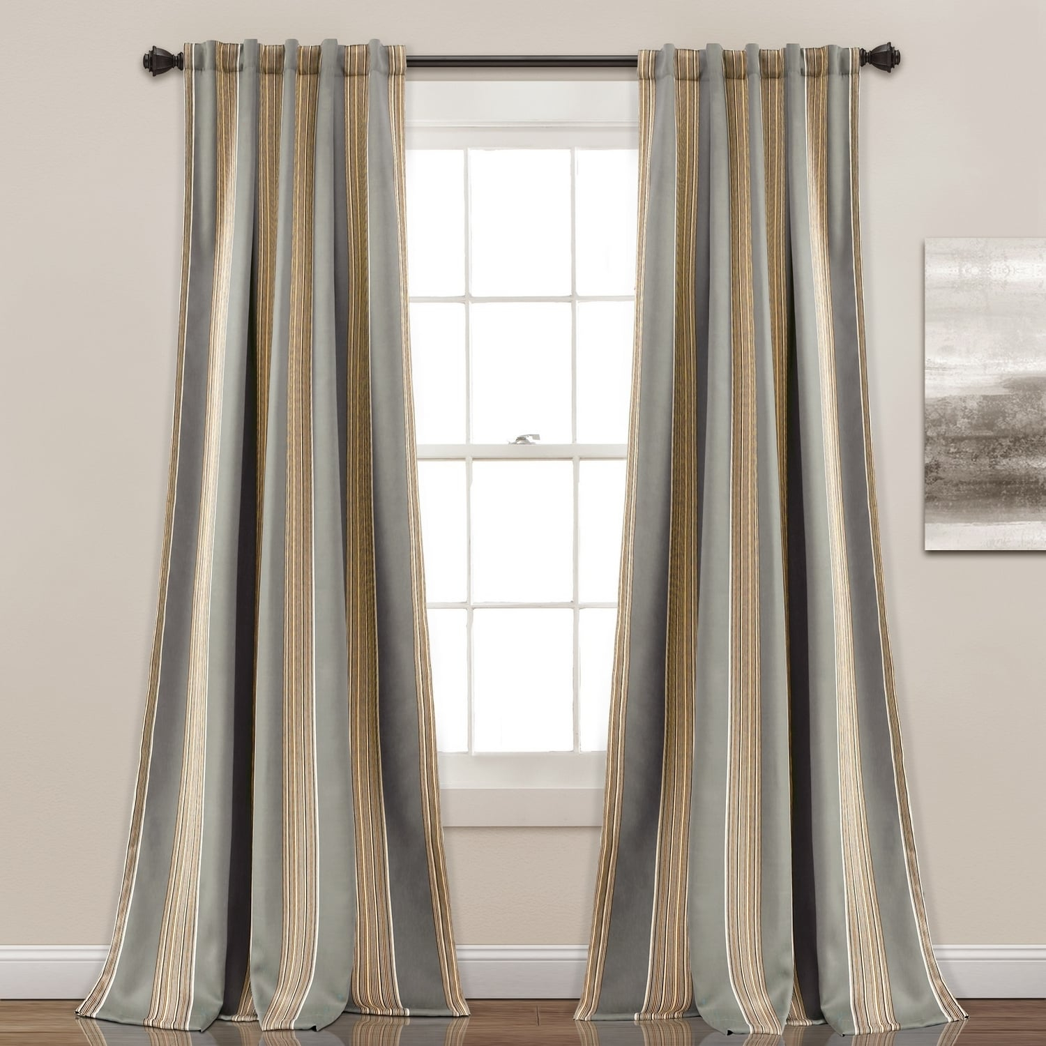 Home Boutique Julia Stripe Light Filtering Window Curtain Gray Set 52x84