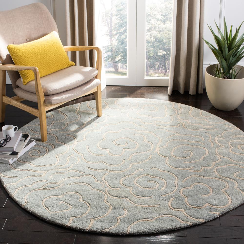 Safavieh Soho Obris 6 x 6 (ft) Tufted Wool Soft Blue/Ivory Round Indoor Abstract Area rug