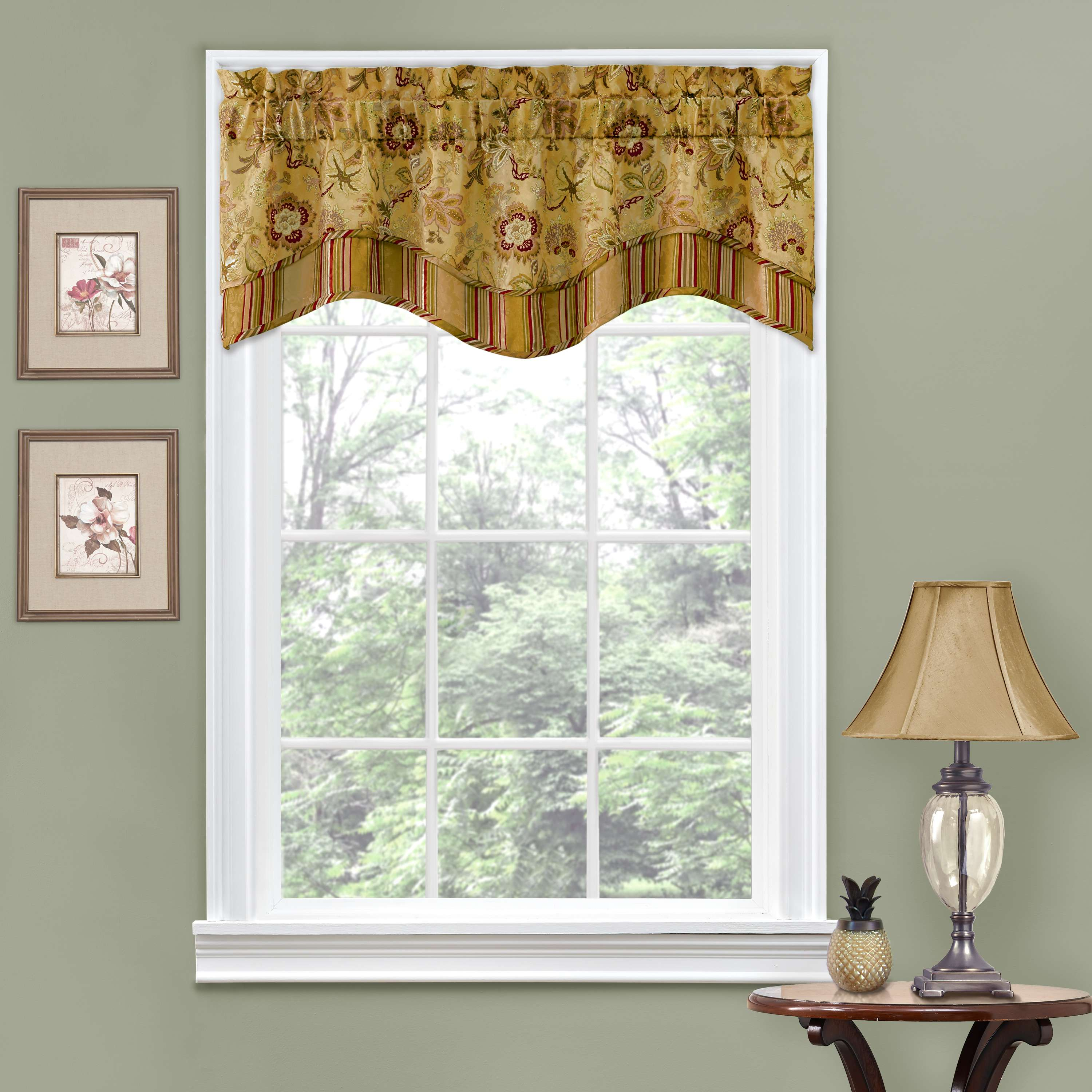 Waverly Traditional Floral Rod Pocket Semi-Sheer Valance, 52" x 18