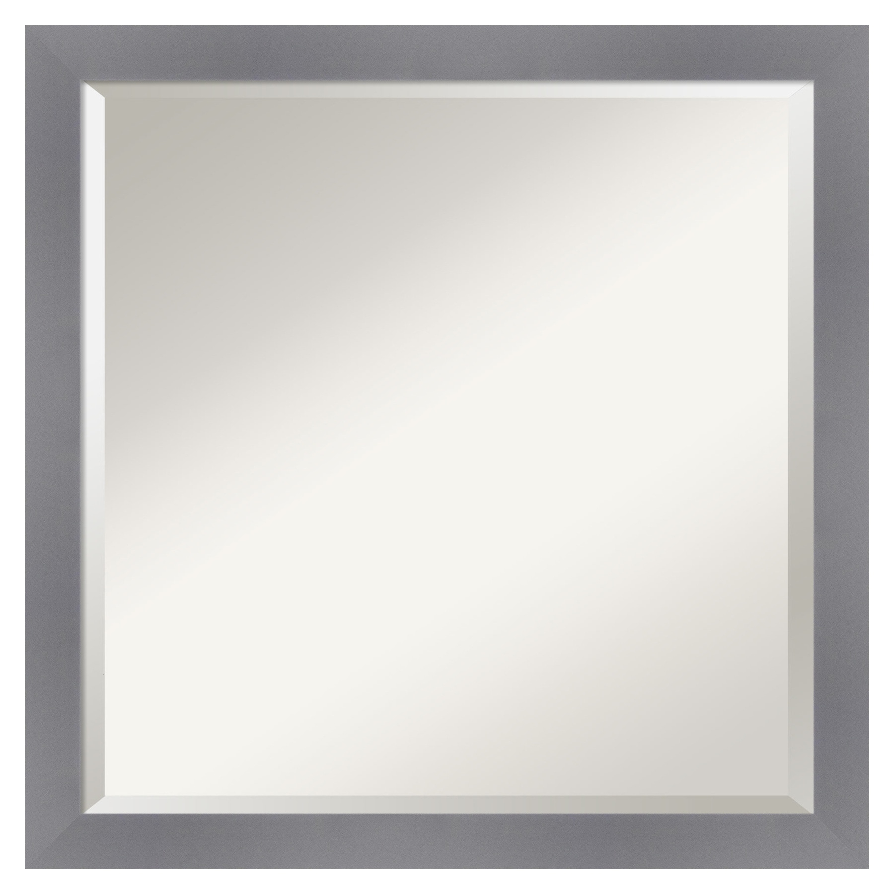 Edwin Grey 22.5 in. x 22.5 in. Beveled Casual Square Wood Framed Bathroom Wall Mirror in Gray