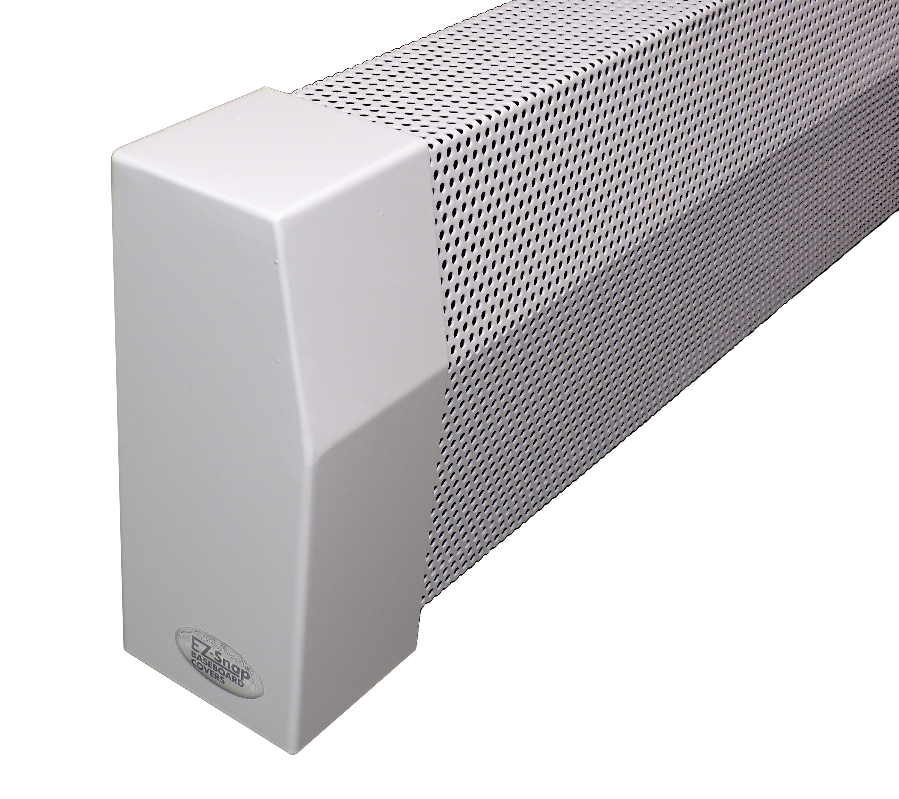 EZ Snap Covers 5 Foot White Standard 7 1/2" White Baseboard Heater Cover Galvanized Steel Kit with 2 Closed End Caps & 3 Brackets
