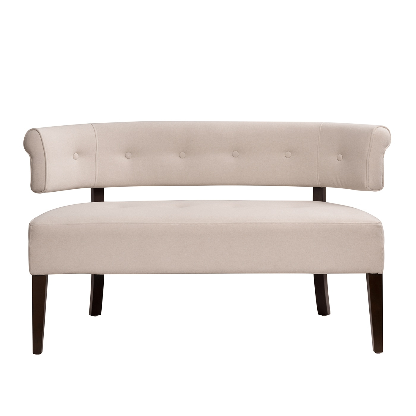 Jennifer Taylor Home Jared Roll Arm Tufted Polyester Fabric Bench, Sky Neutral Beige