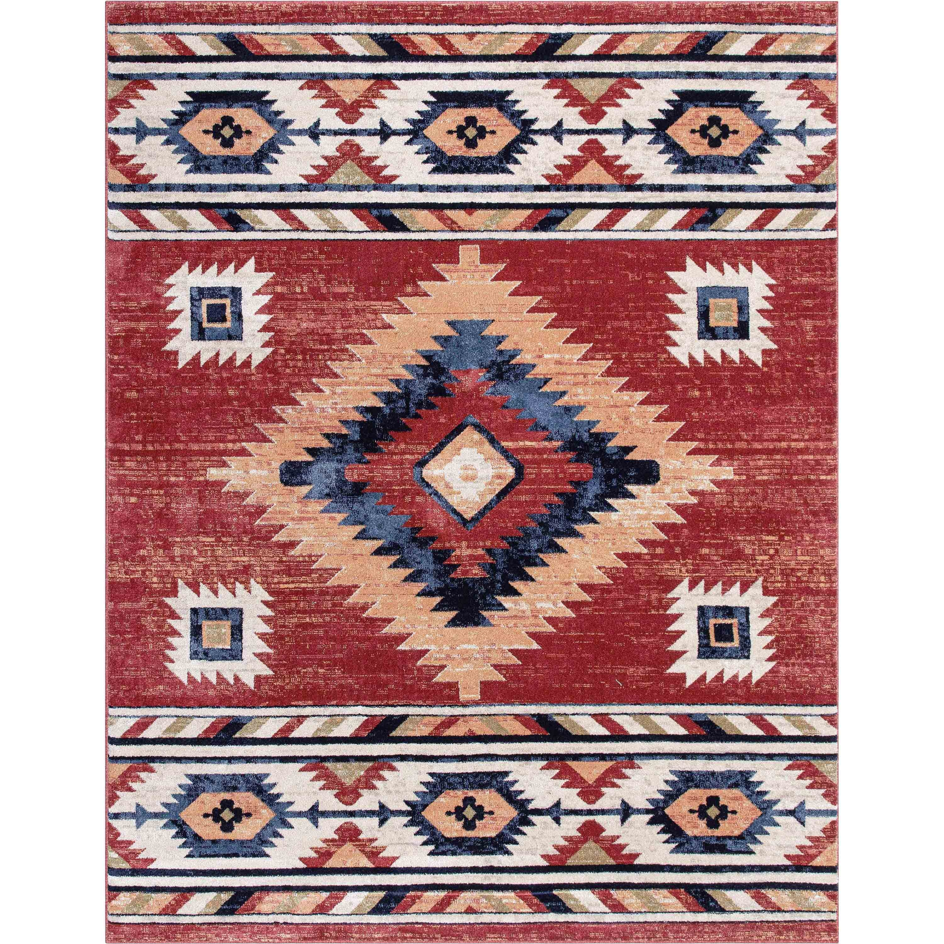 Well Woven Tulsa Lea Bohemian Southwestern Crimson 6'7" x 9'3" Area Rug