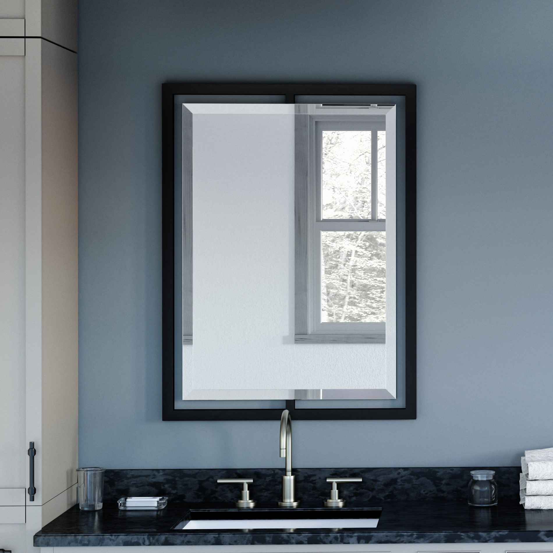 Quoizel Lighting - Reflections - 32 Inch Rectangular Mirror-Matte Black Finish