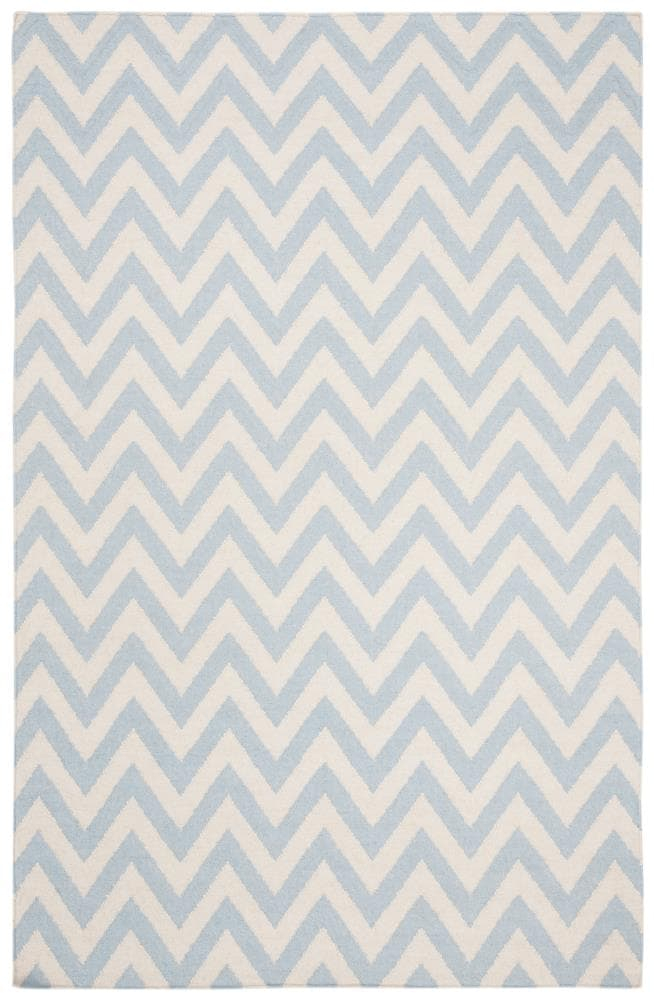 SAFAVIEH Dhurrie Bentley Chevron Zigzag Wool Area Rug, Blue/Ivory, 5' x 8'