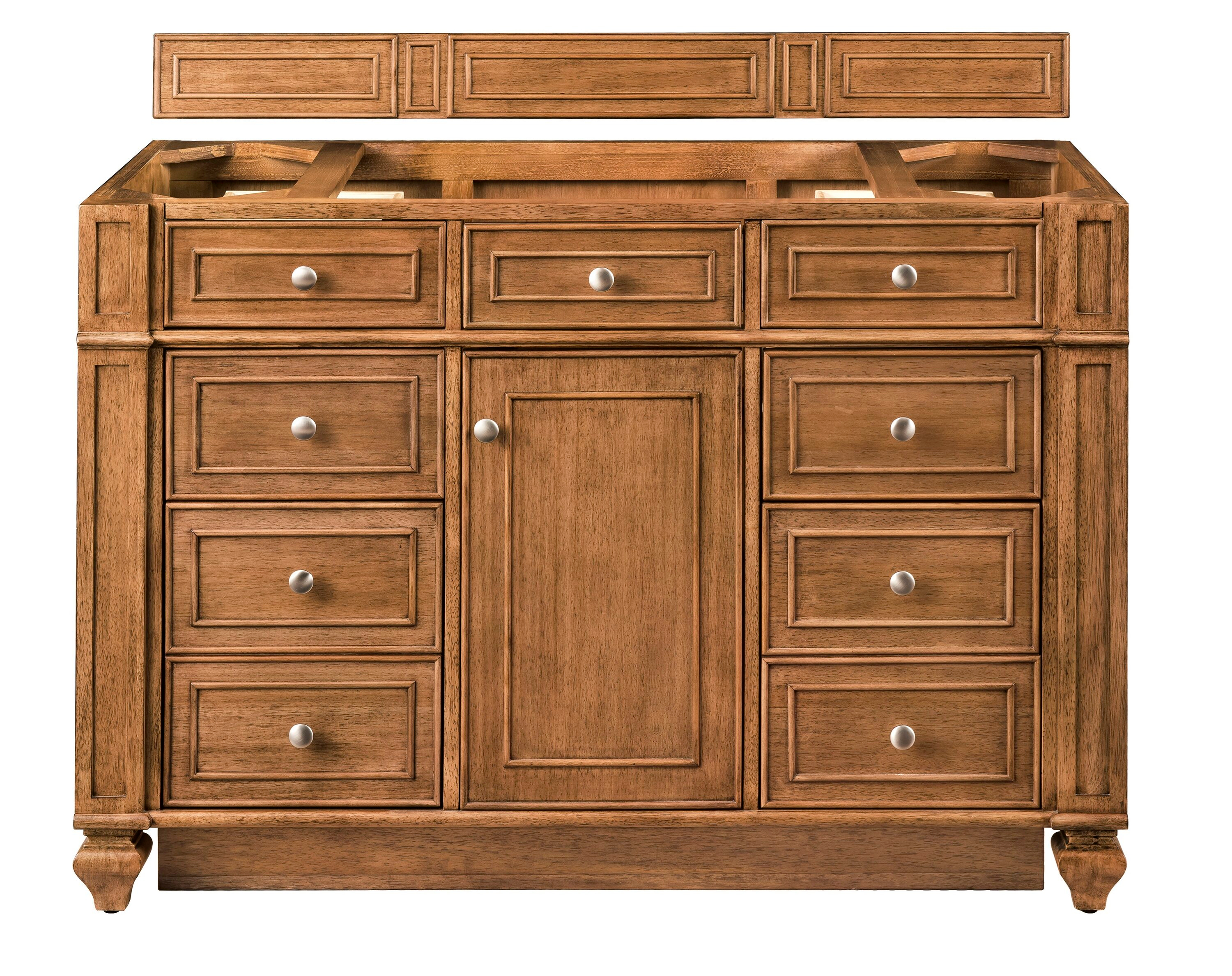 Saddle Brown 48" Single Freestanding Bathroom Vanity Base with Veneer
