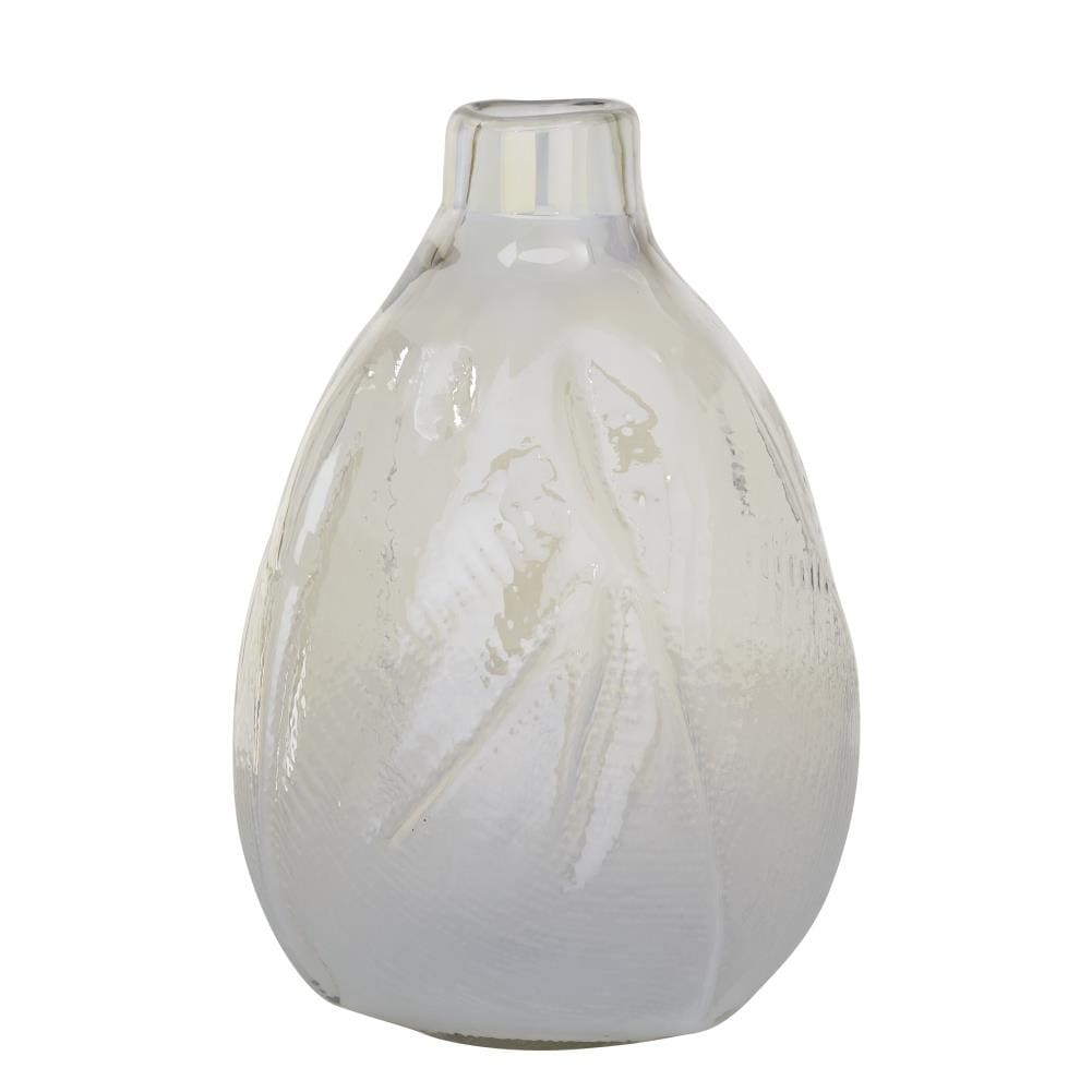 DecMode 16" Blown White Glass Vase