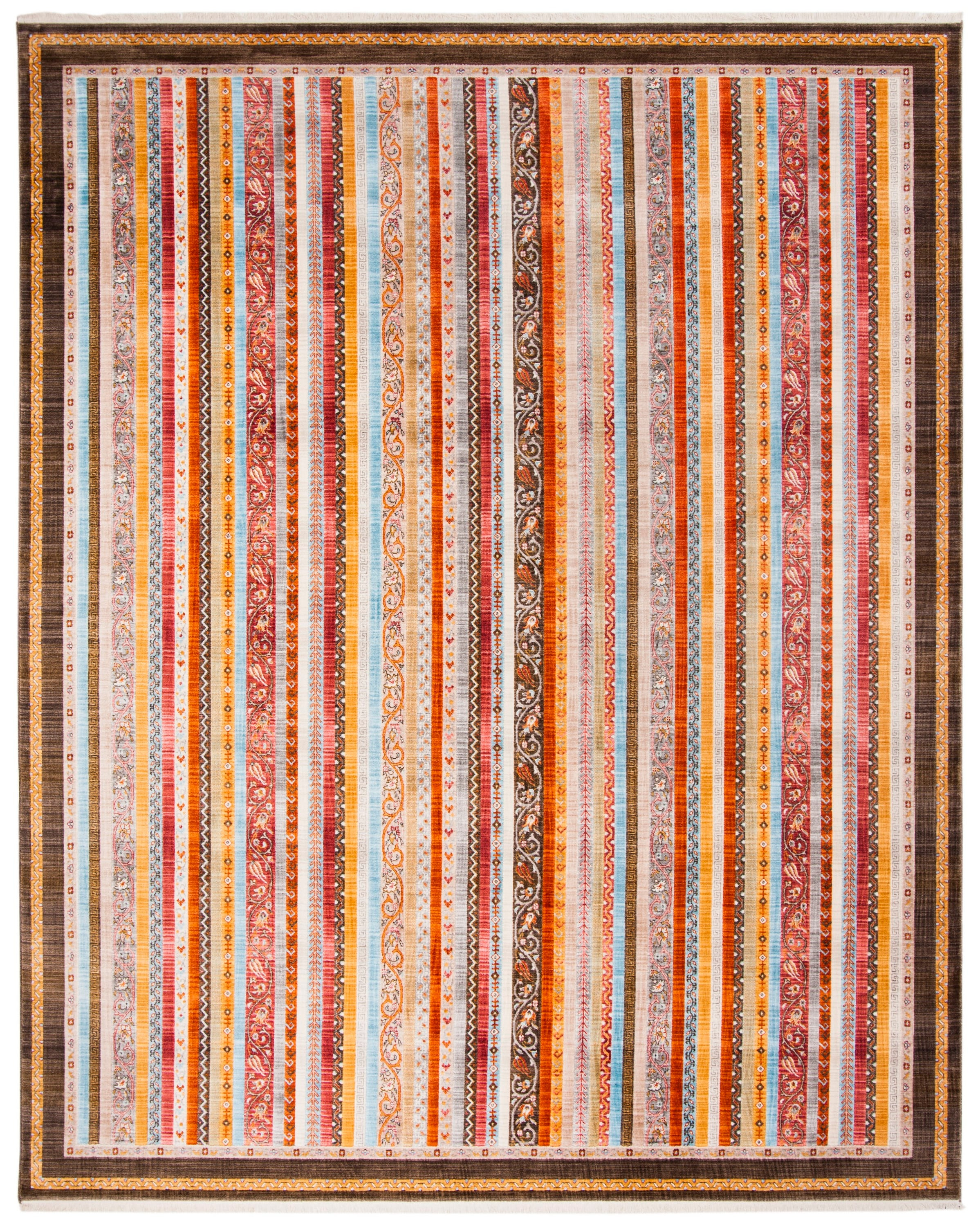 SAFAVIEH Bokhara Caolan Colorful Striped Polyester Area Rug, Brown/Yellow, 8' x 10'