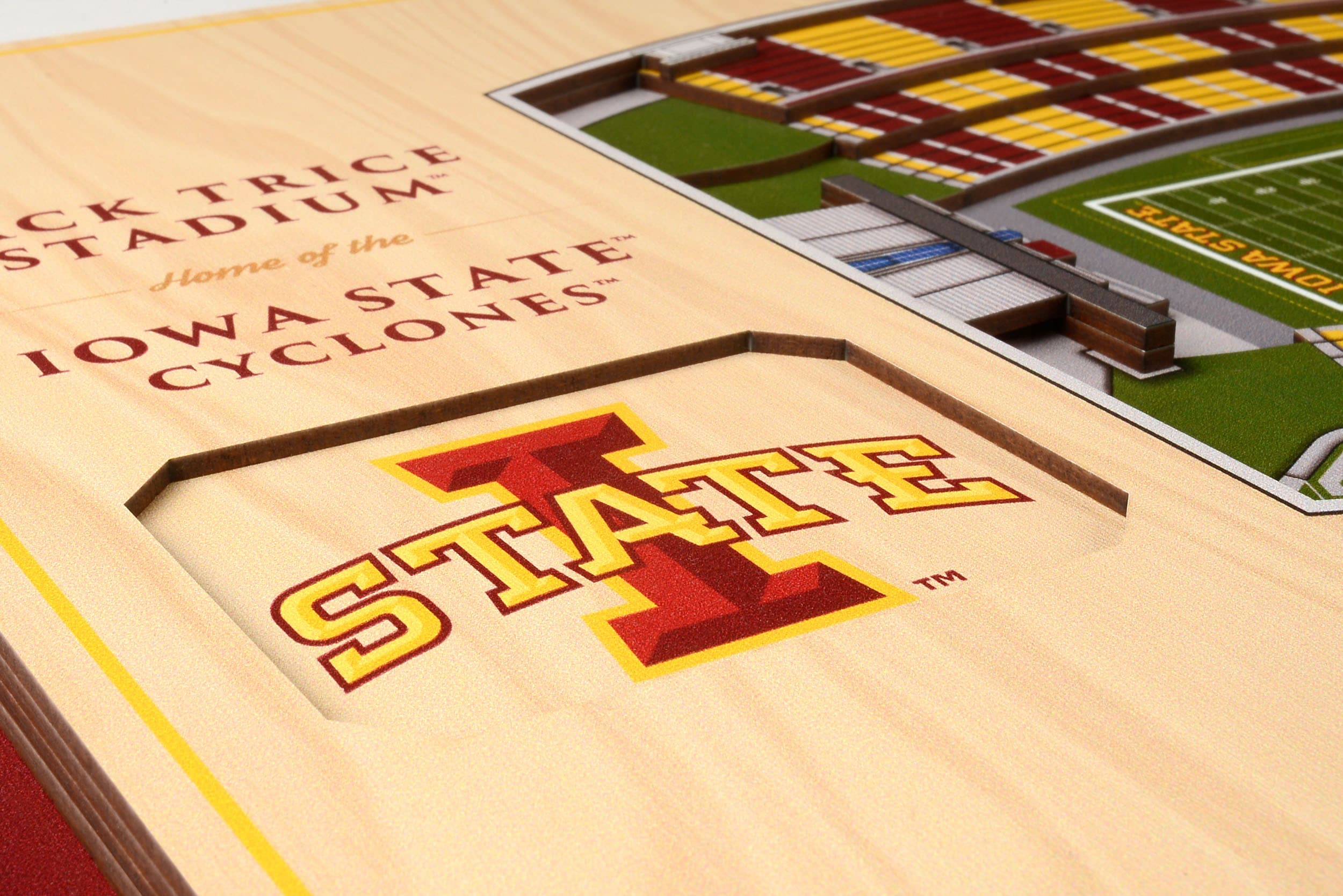 StadiumViews Iowa State Cyclones YouTheFan NCAA Iowa State Cyclones 5-Layer StadiumView 3D Wall Art - Jack Trice Stadium YouTheFan Team Colors Floater frame 13-Inches H x 17-Inches W Sports 3D art