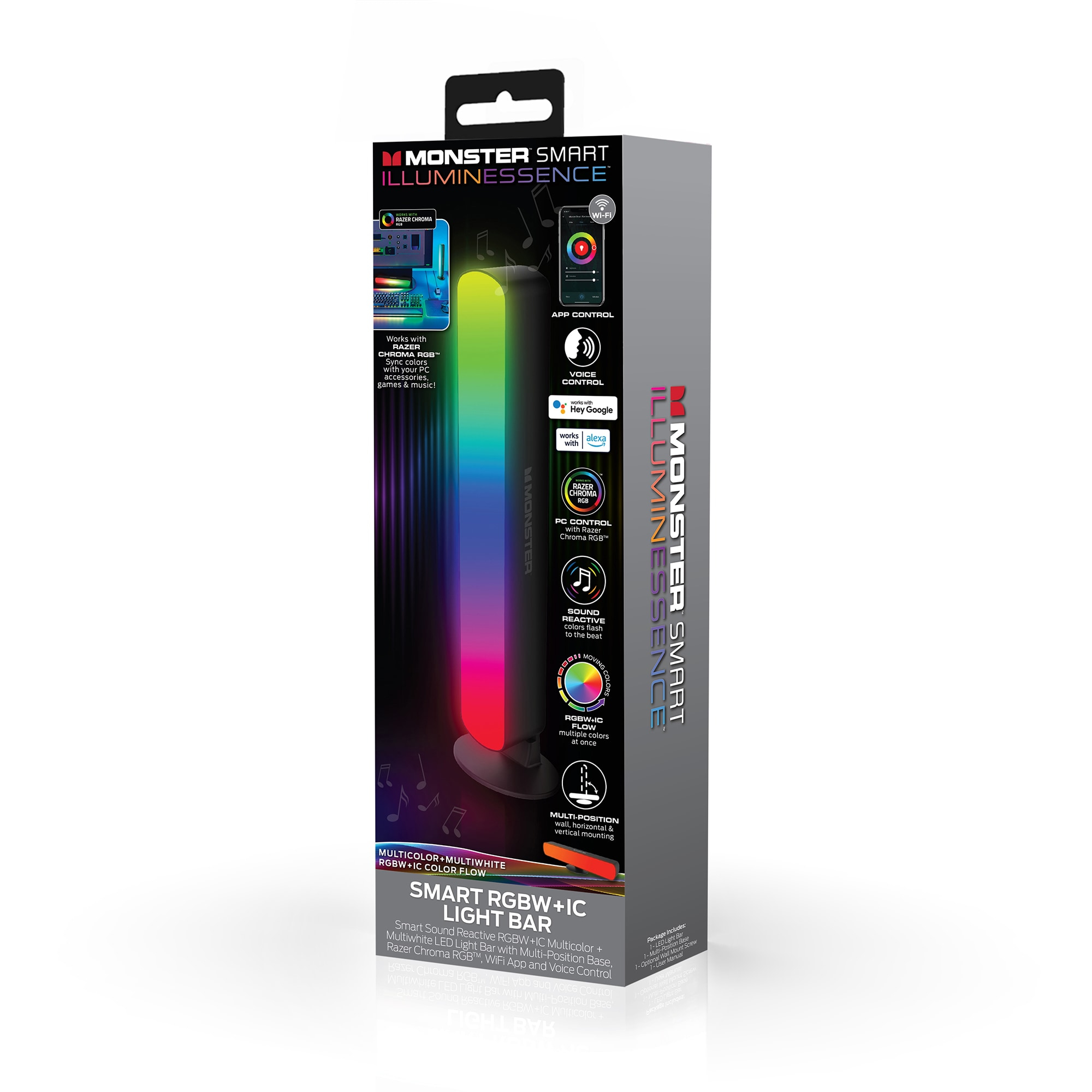 Monster LED Smart Wi-Fi Color Flow Light Bar, Customizable Color, All Occasion Strip Lights