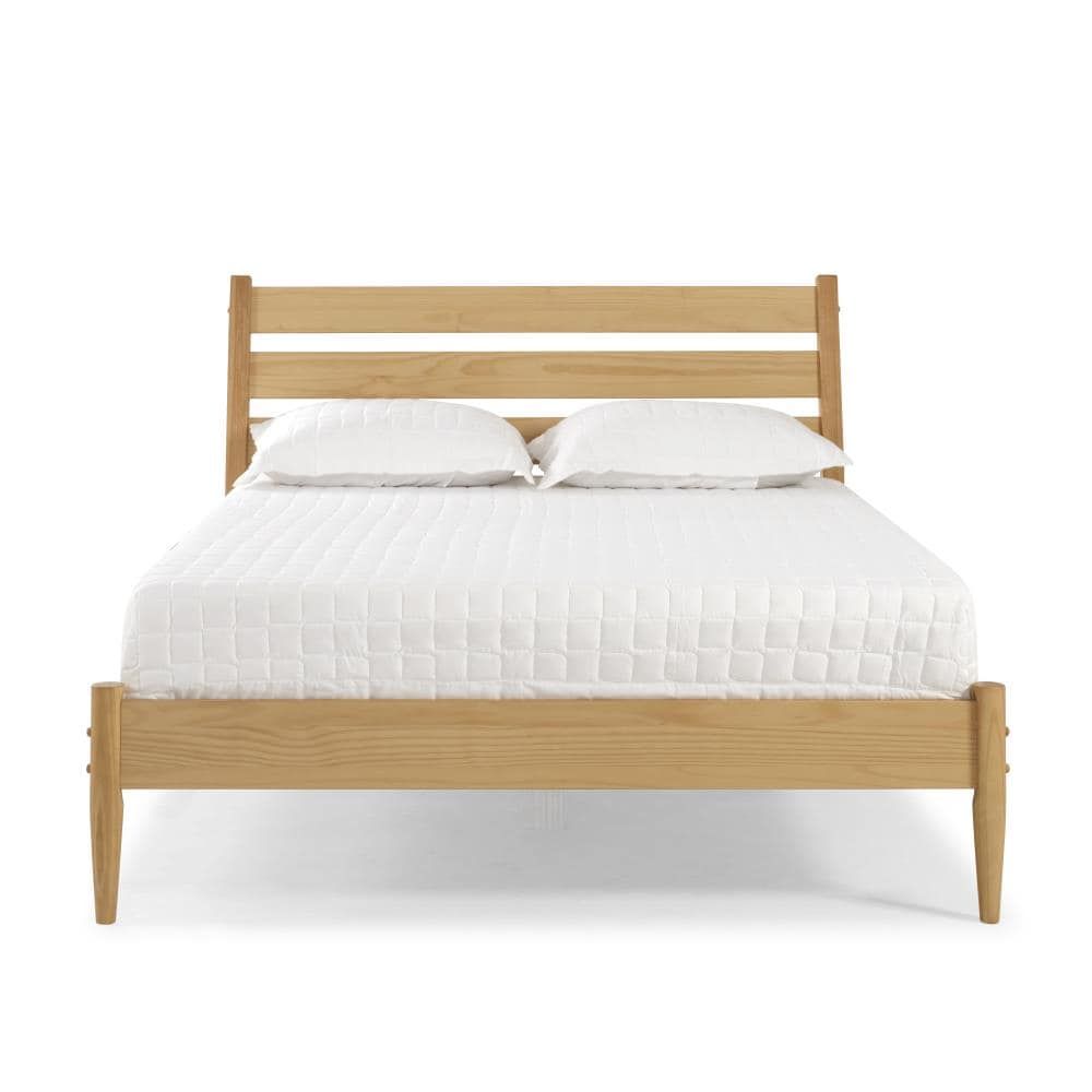 Camaflexi Mid-Century Solid Wood Queen Platform Bed in Scandinavian Oak 100% Solid Wood