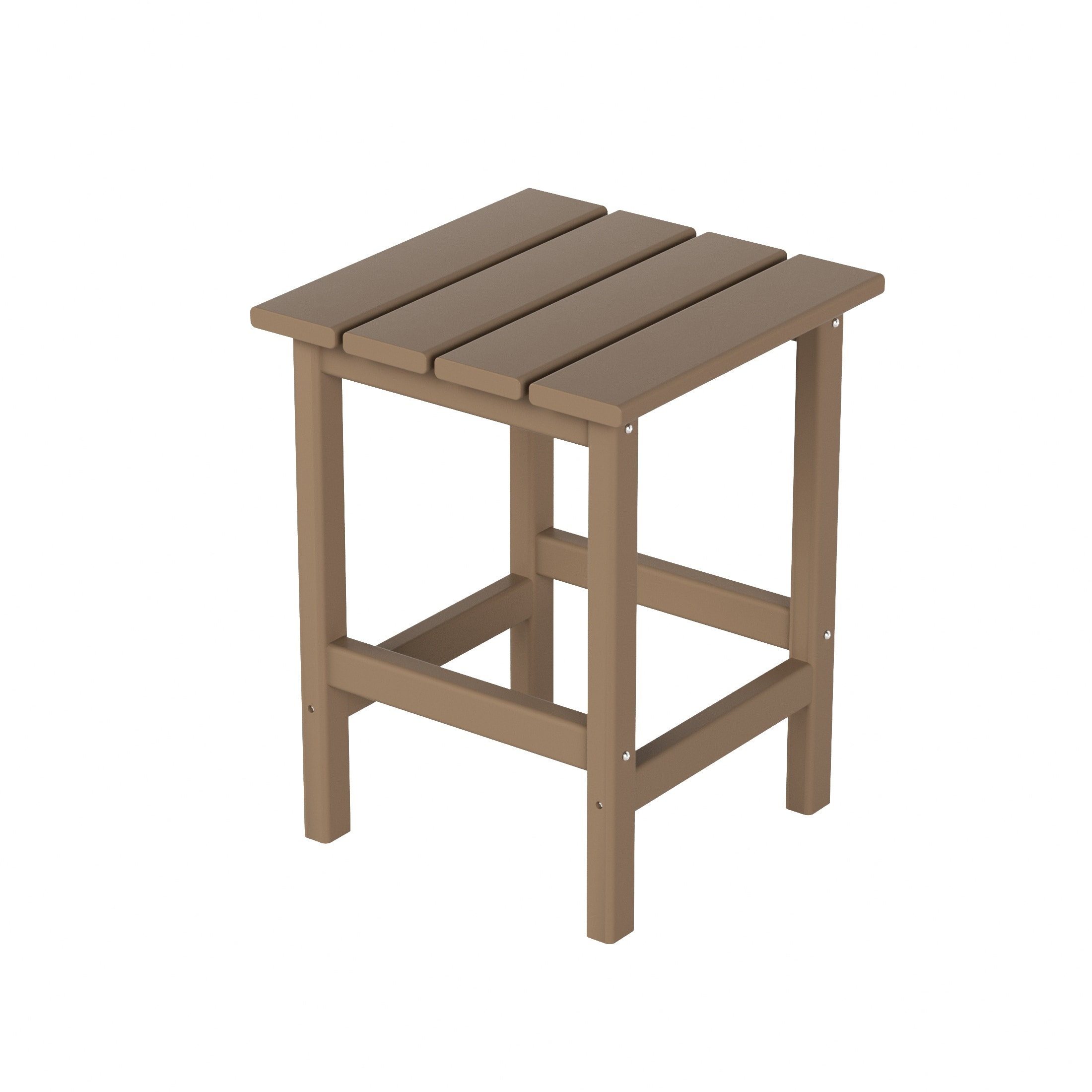 Polytrends  Laguna Hdpe All Weather Outdoor Patio Square Side Table Weathered Wood