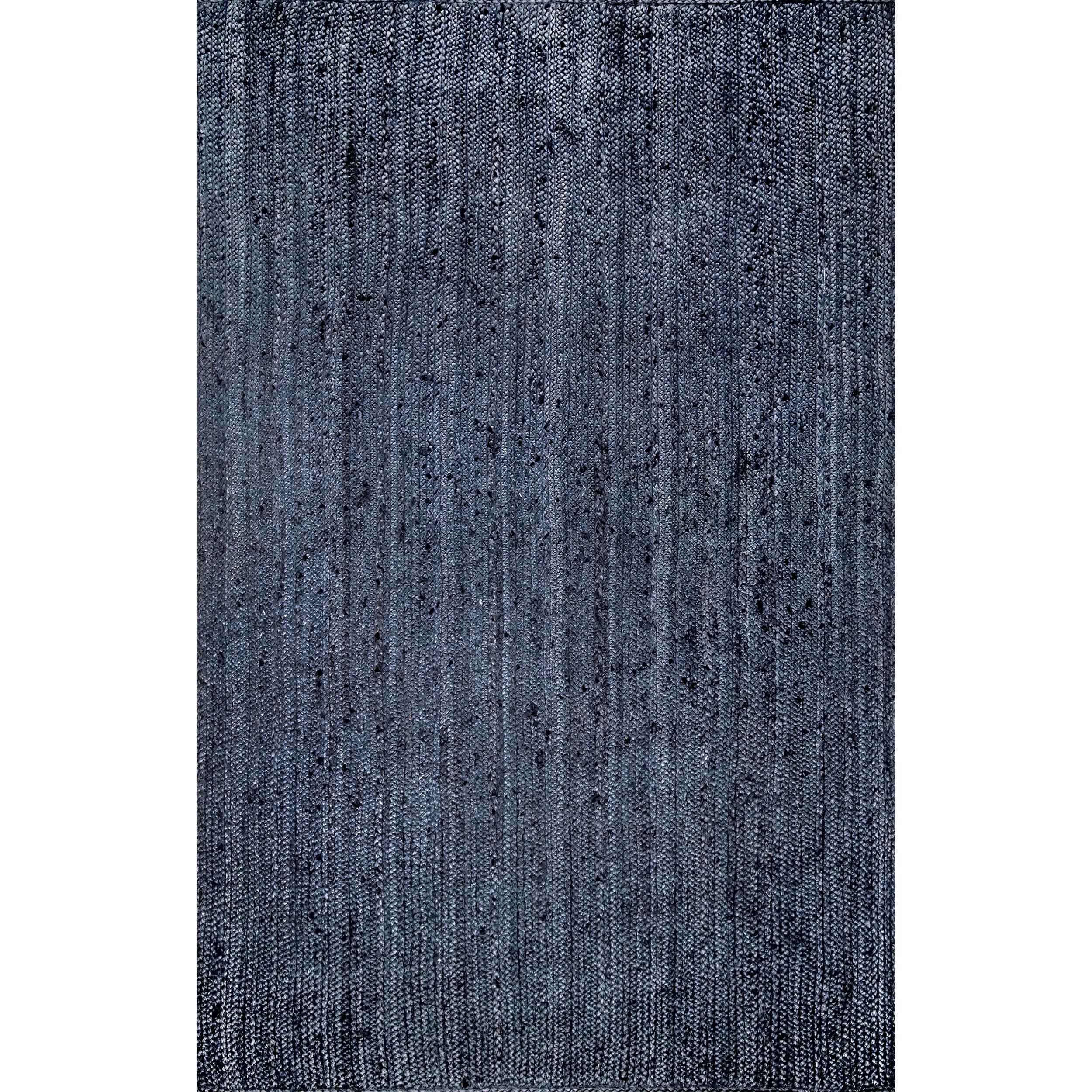 nuLOOM Rigo Hand Woven Farmhouse Jute Area Rug, Oval 4' x 6', Navy