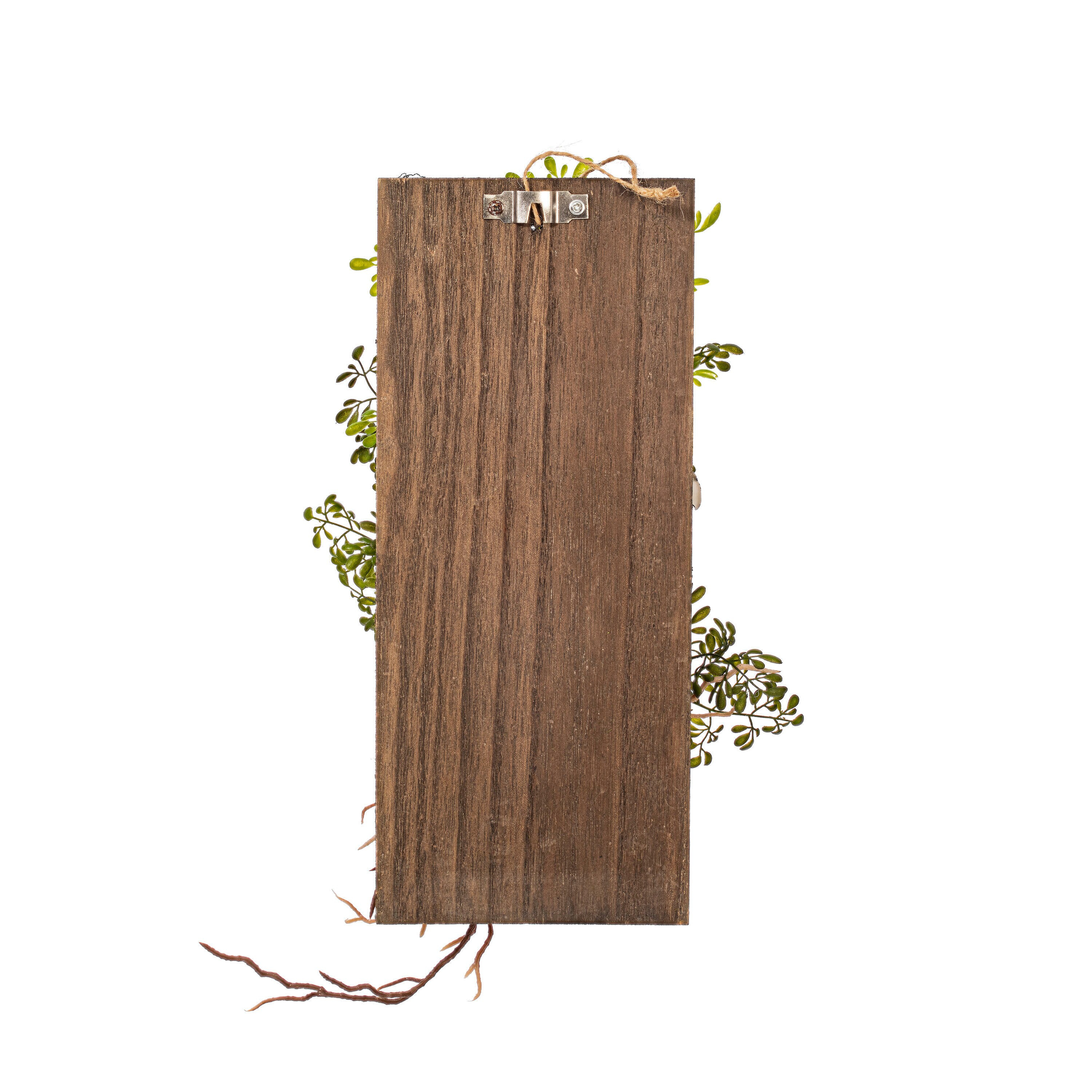 24 in. Green Mini Leaf on Wooden Plaque