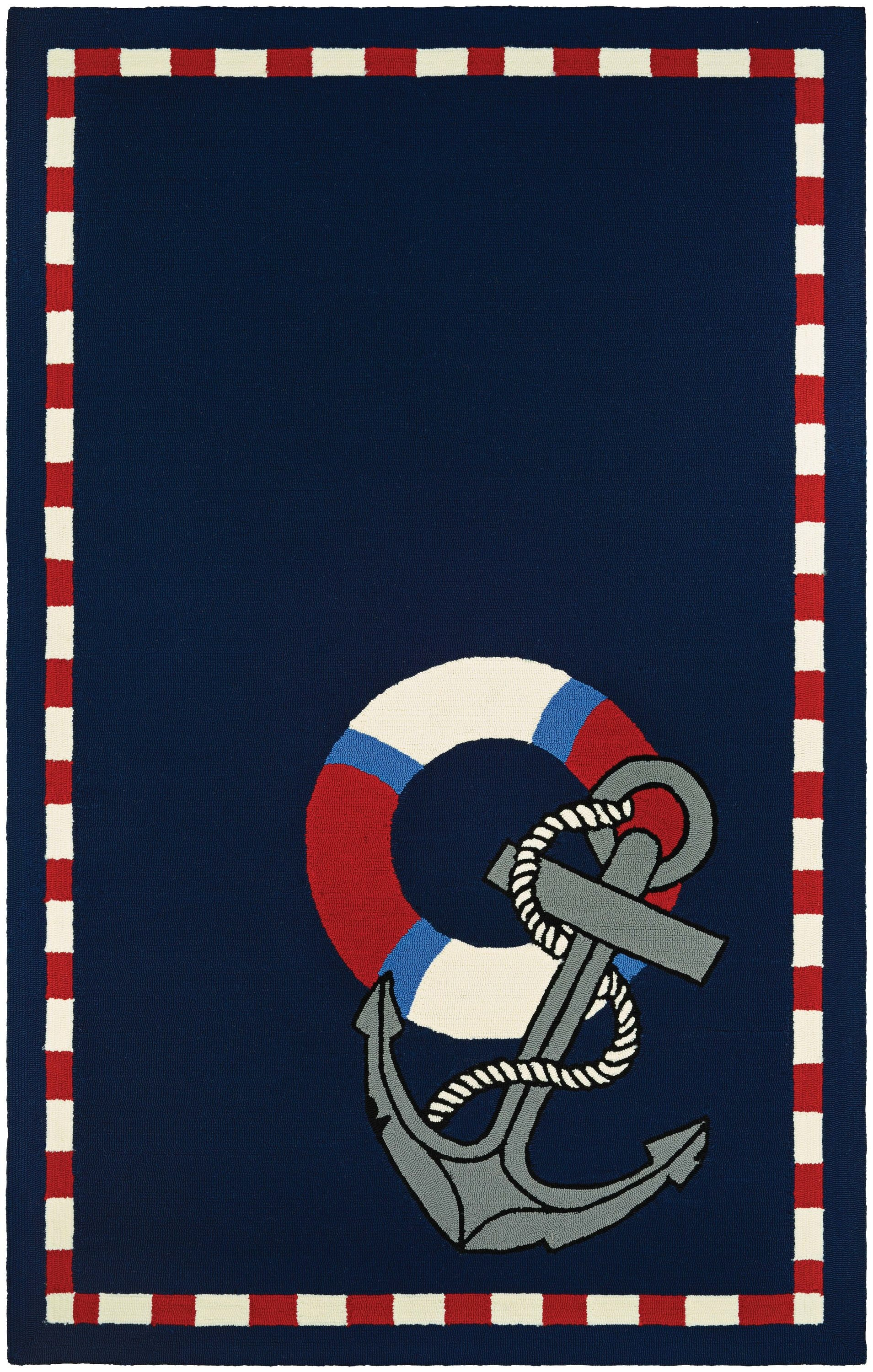 Couristan Outdoor Escape Anchors Away Indoor/Outdoor Area Rug, 5'6" x 8', Navy