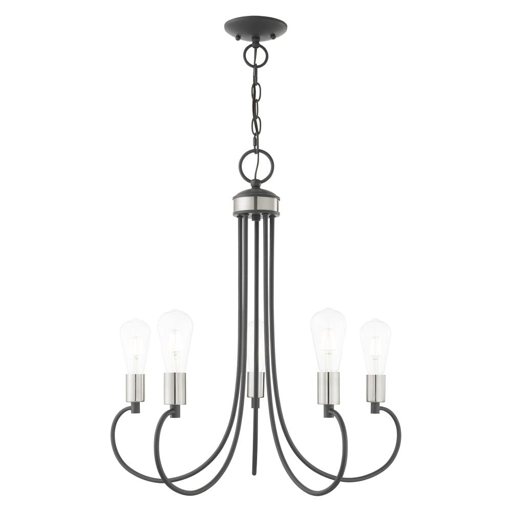 Mini Bari 5-Light Scandinavian Gray Crystal Candle Chandelier