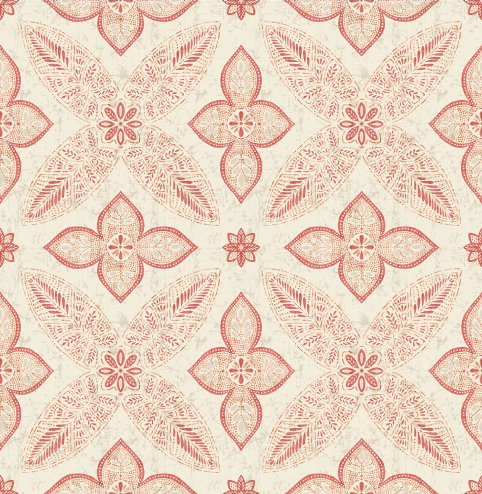 A-Street Prints Off Beat Ethnic Red Geometric Floral Wallpaper, 20.5-in by 33-ft, 56.4 sq. ft