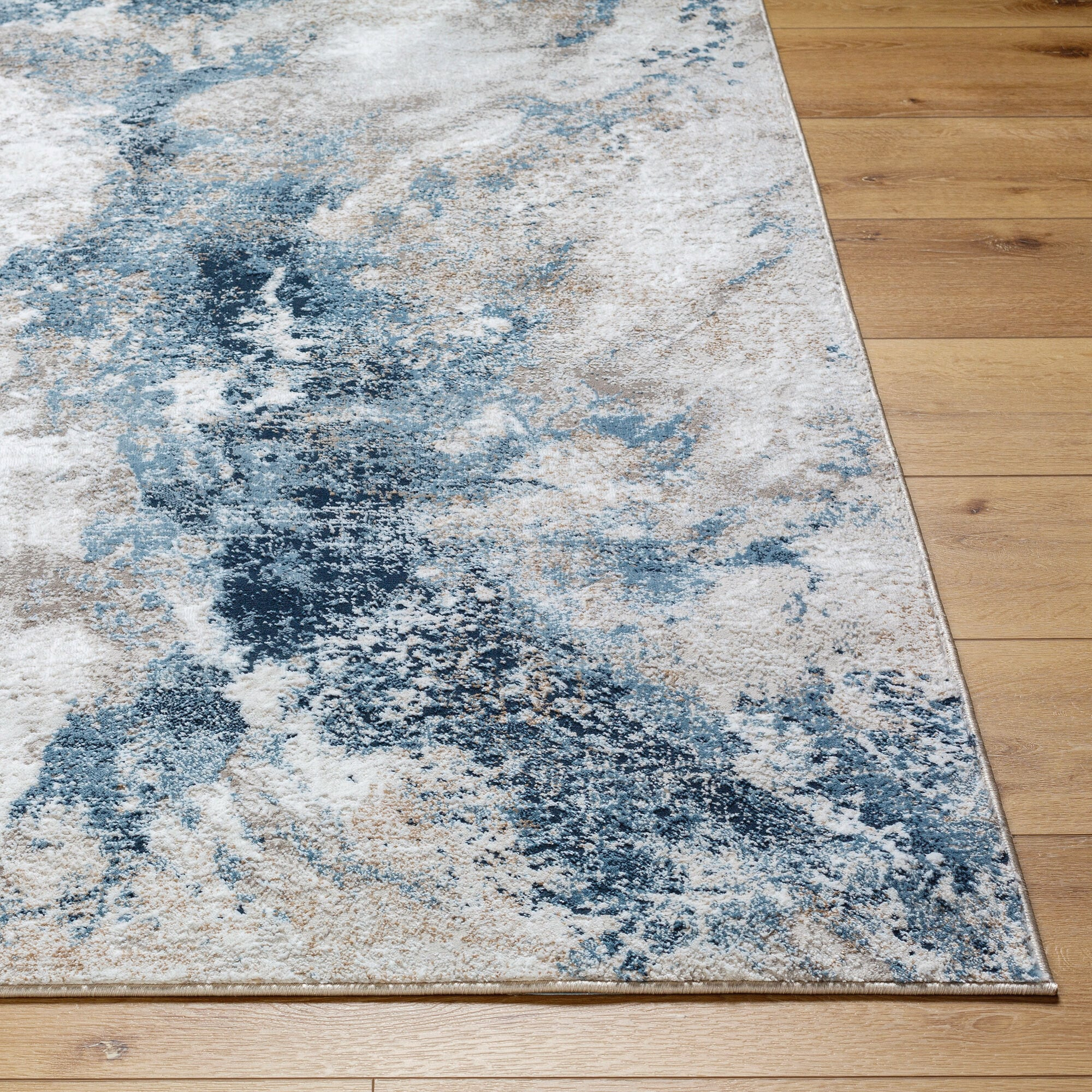 Gray Rectangular Polyester Stain-Resistant Medium Pile Rug