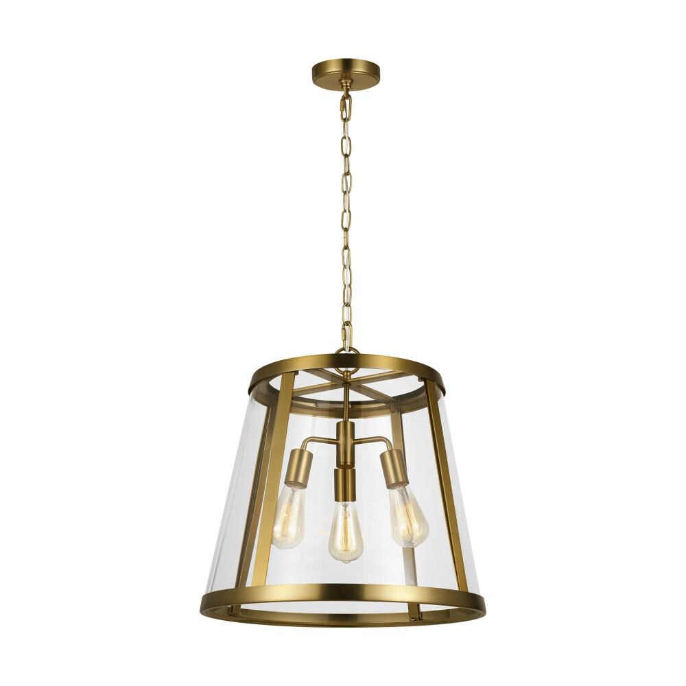 Mini Harrow 3-Light Burnished Brass Pendant with Clear Glass