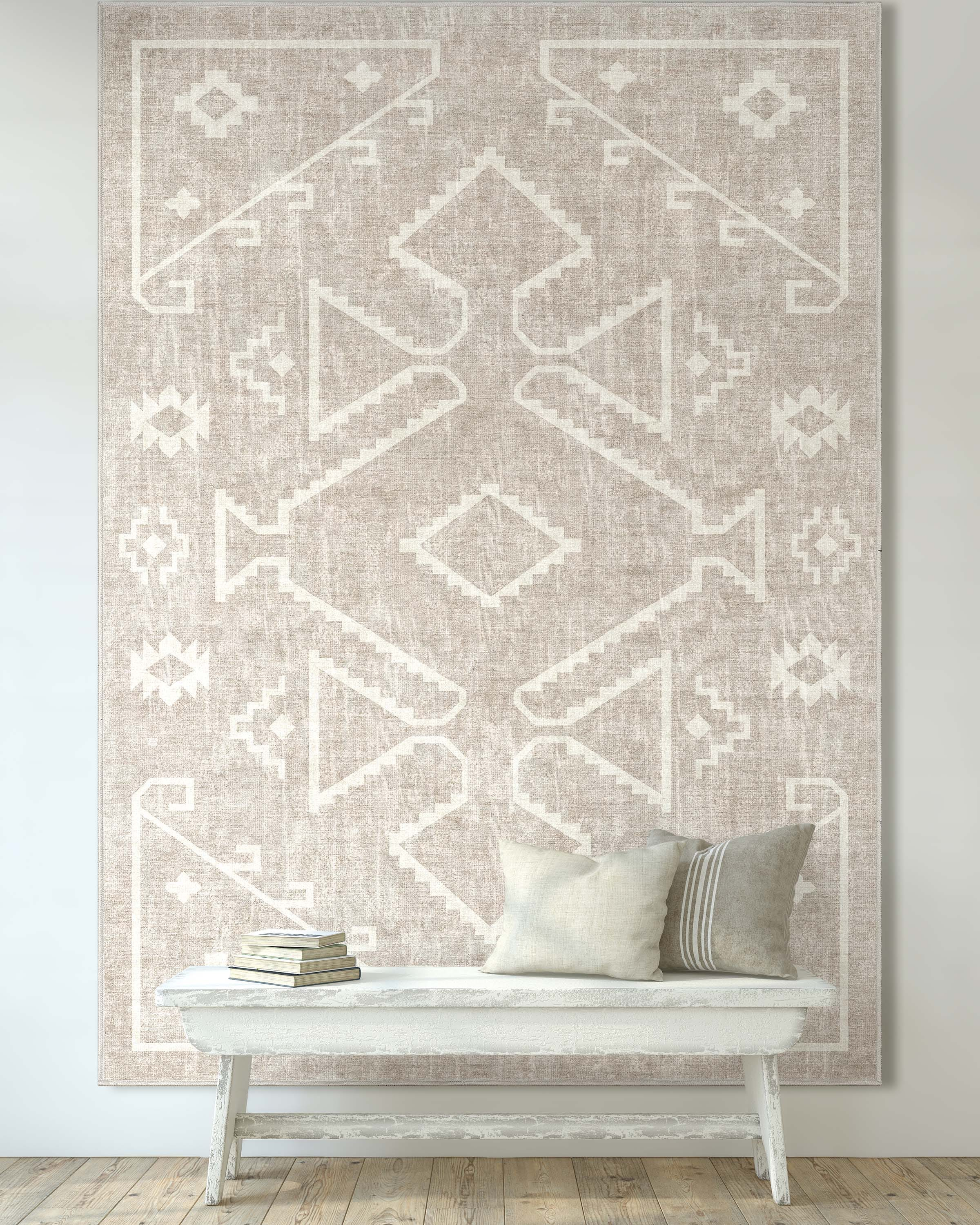 Well Woven Apollo Bottineau Vintage Southwestern Beige Flatweave 5'3" x 7'3" Area Rug