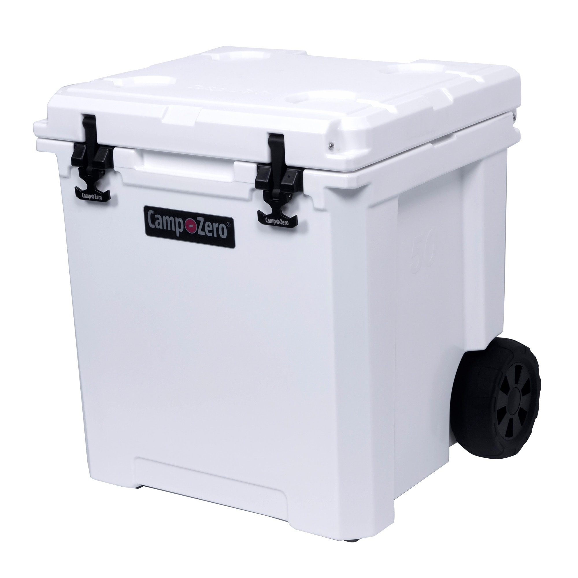 Camp-Zero 50 - 52 Qt. Premium Chest Cooler with Easy-Roll Wheels White