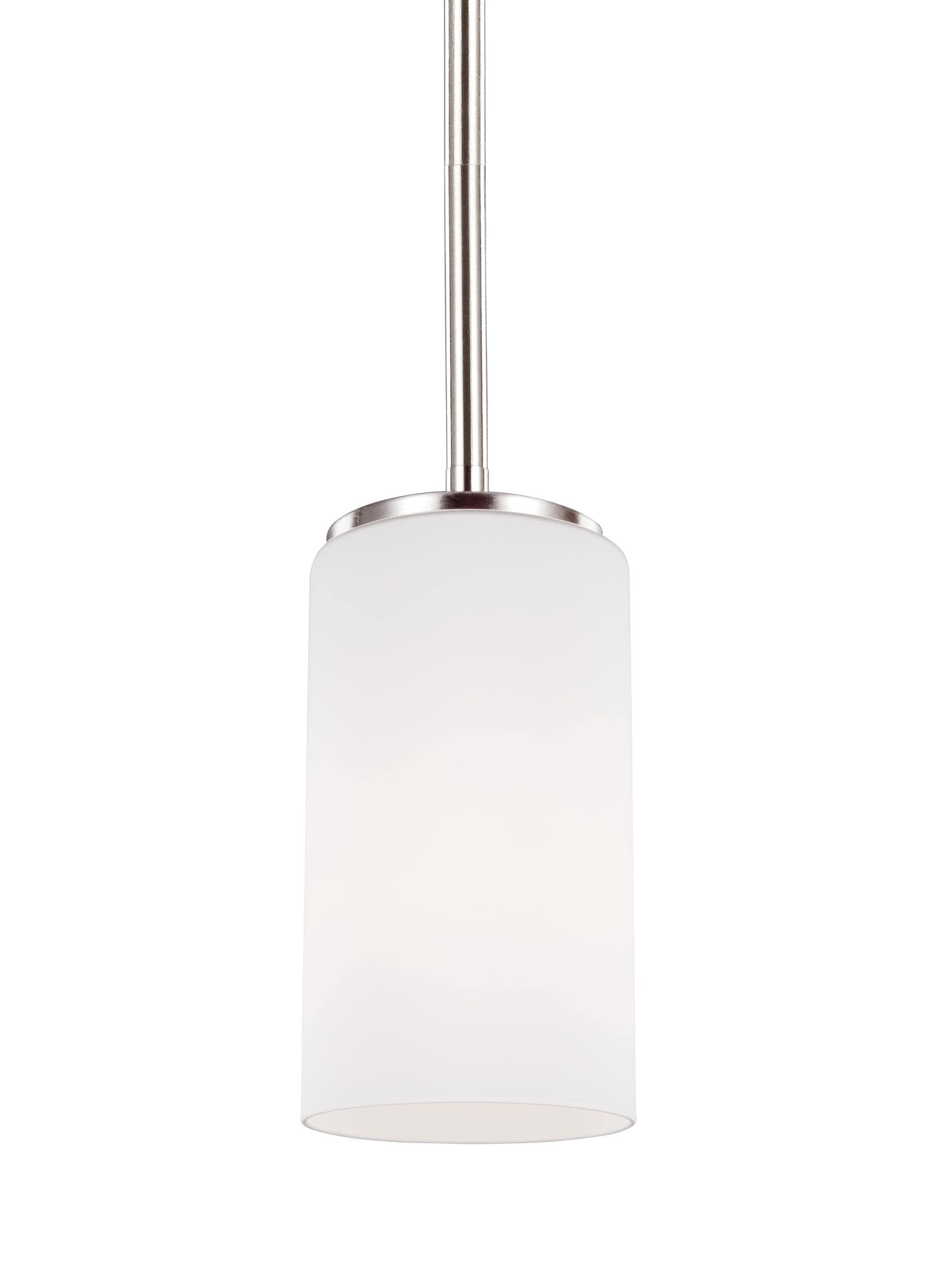 Generation Lighting 6124601EN3-962 Alturas One-Light Mini-Pendant with Etched White Inside Glass Shade, Brushed Nickel Finish