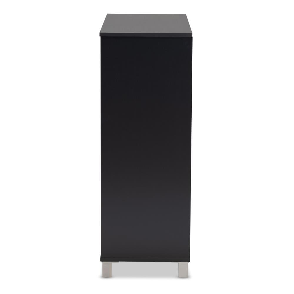 Baxton Studio Shirley Modern and Contemporary Dark Grey Finished 2-Door Wood Shoe Storage Cabinet with Open Shelves