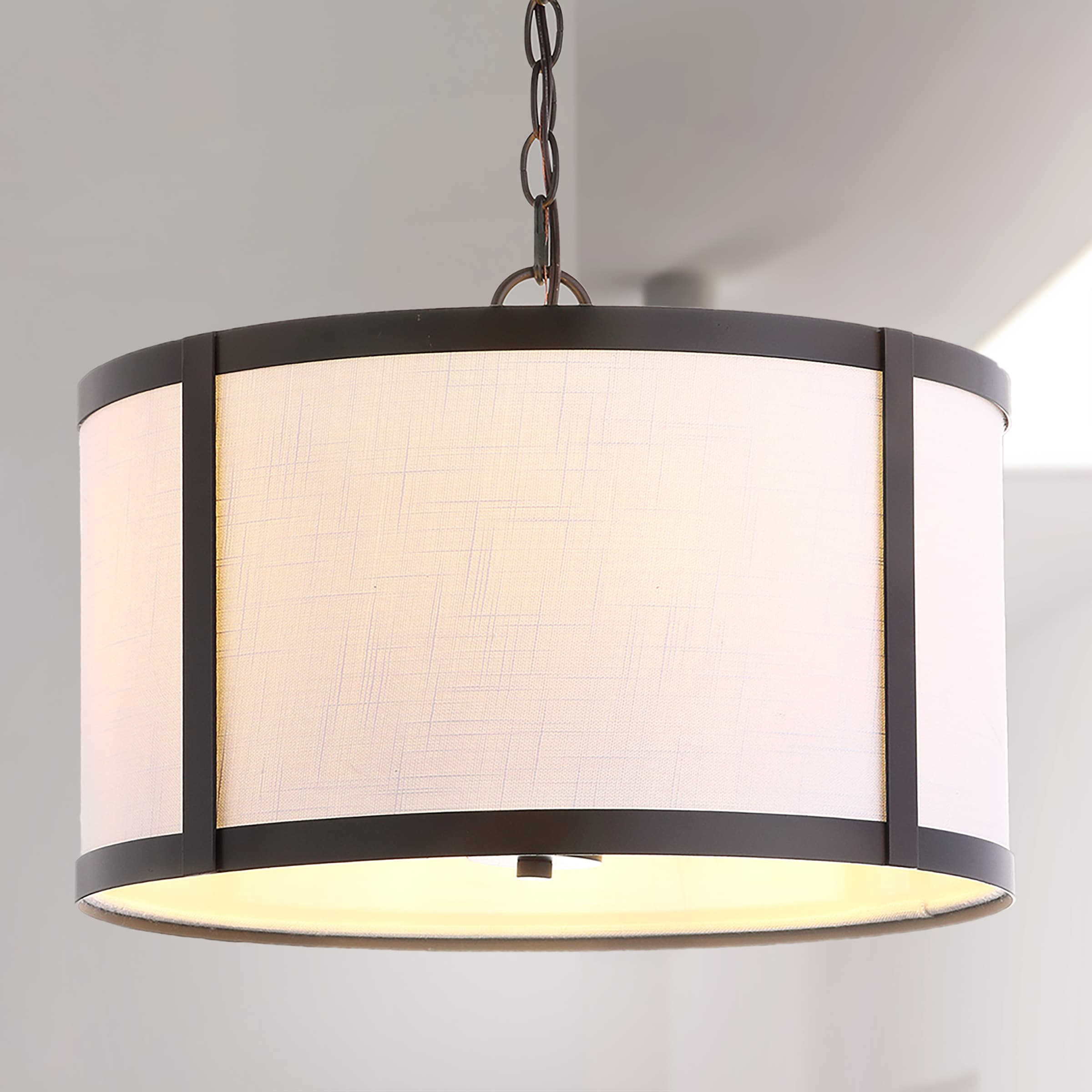 Thatcher 17" Metal LED Pendant Light, Oil Rubbed Bronze/White