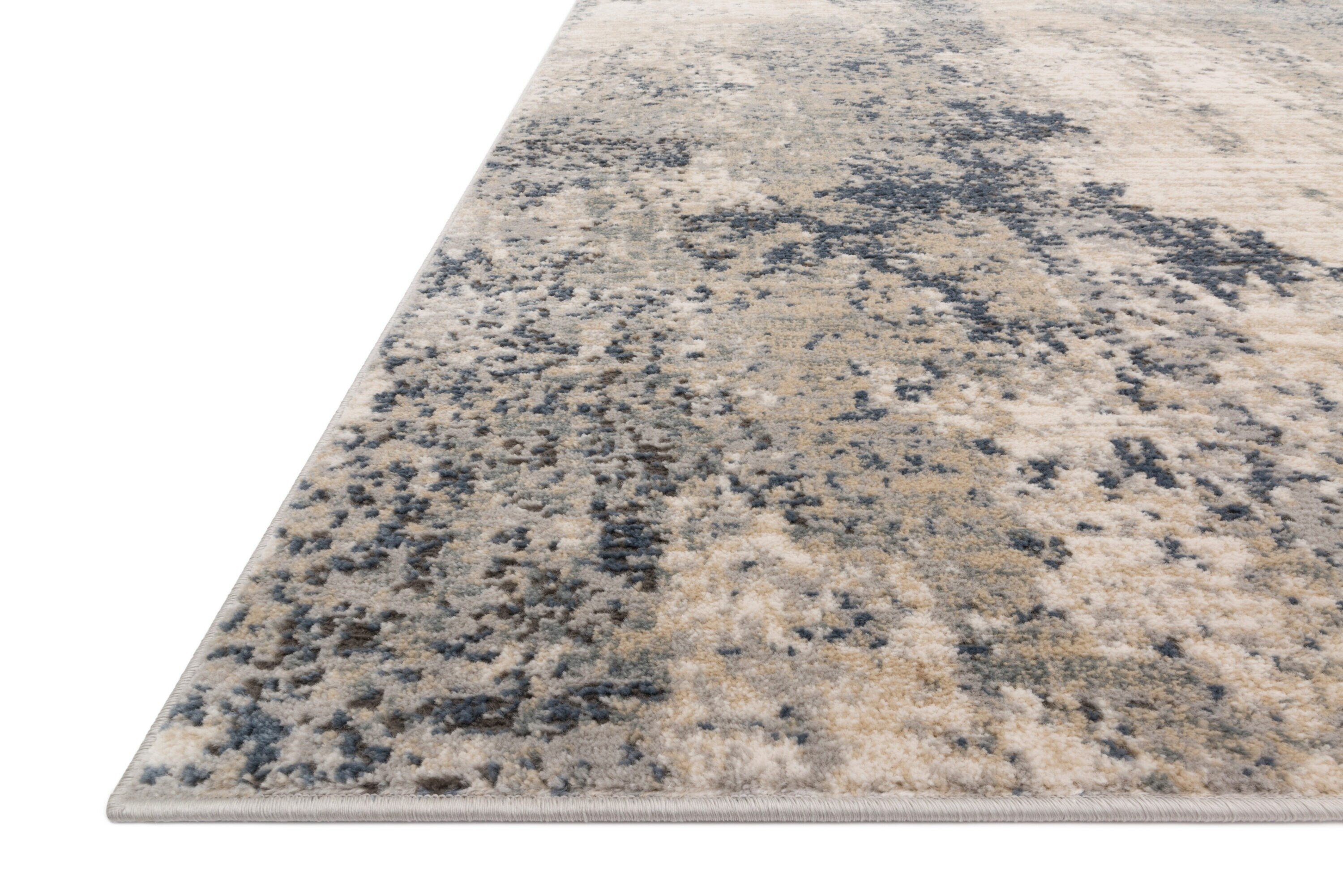 Teagan Natural and Denim Synthetic Rectangular Area Rug