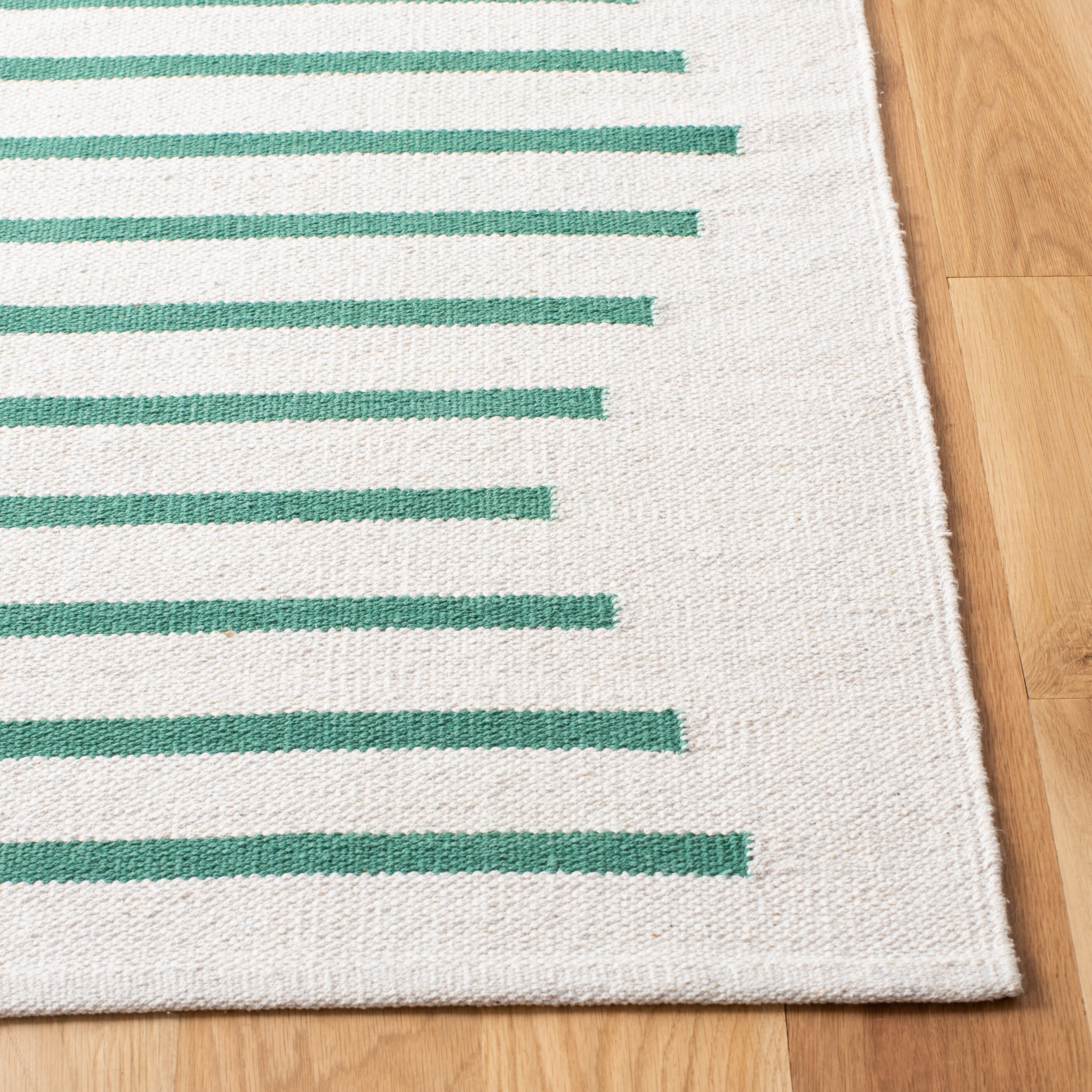 Ivory Geometric Square Cotton Flat Woven Accent Rug - 6'