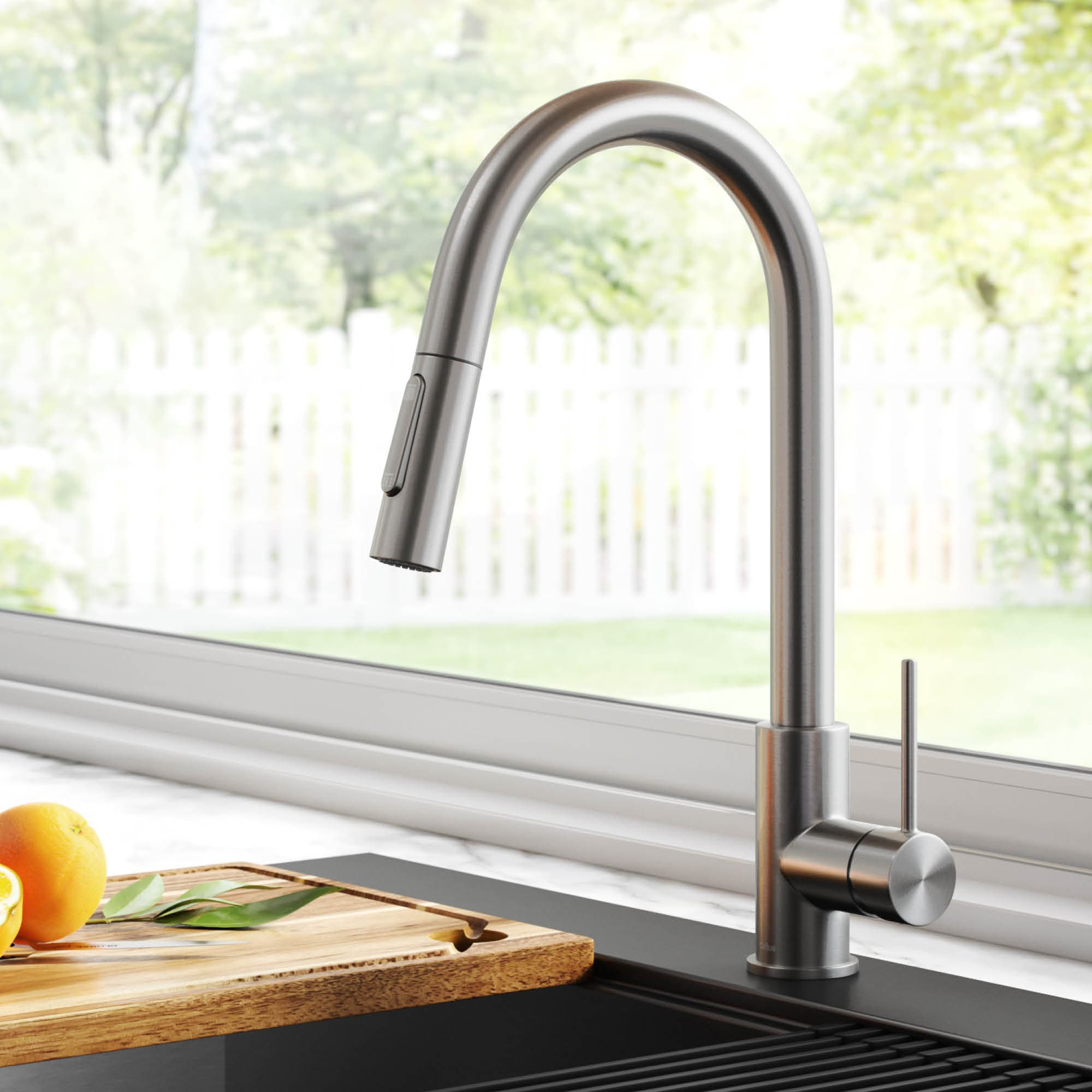Stainless Steel Pull-Down Single Handle Kitchen Faucet